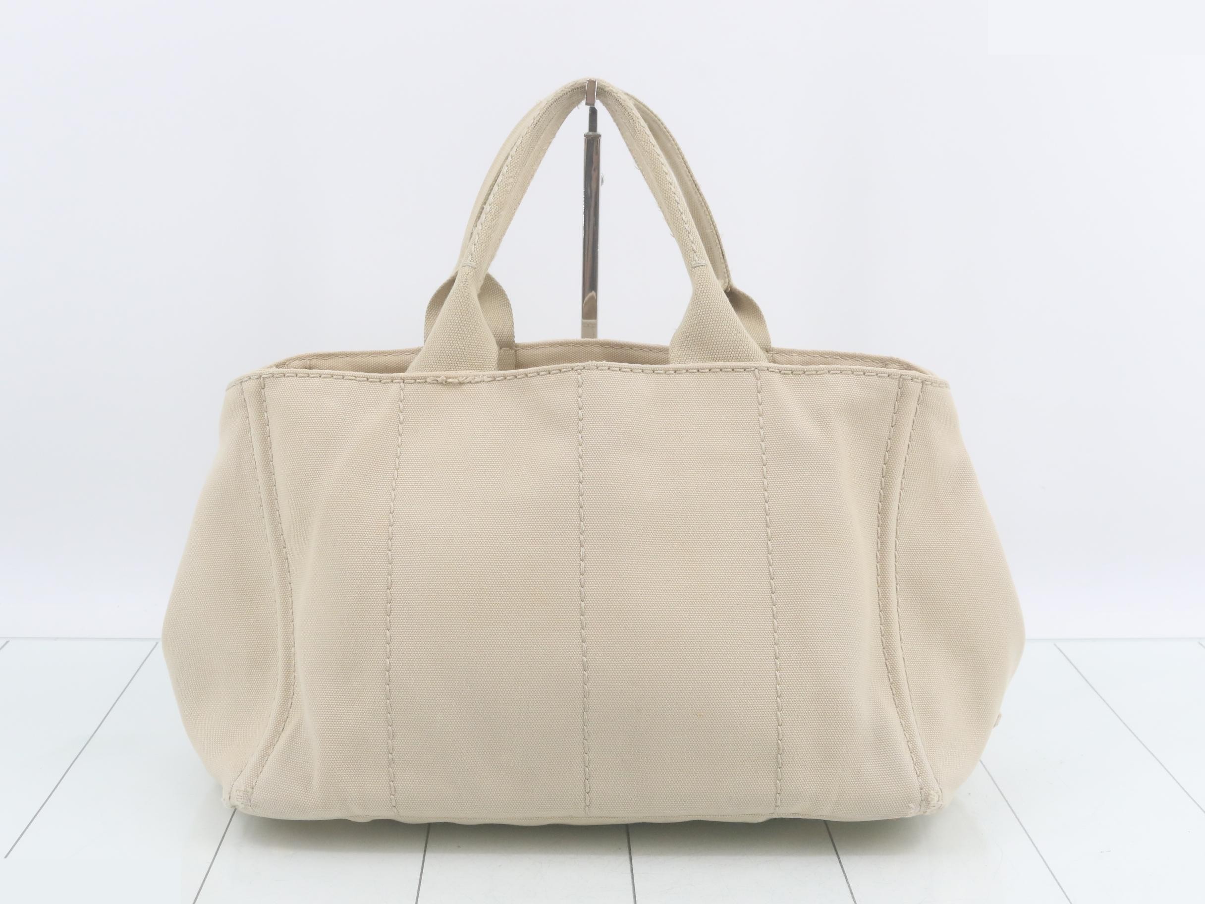Canvas Canapa Handbag with Shoulder Strap and Dust Bag, Beige — view 2