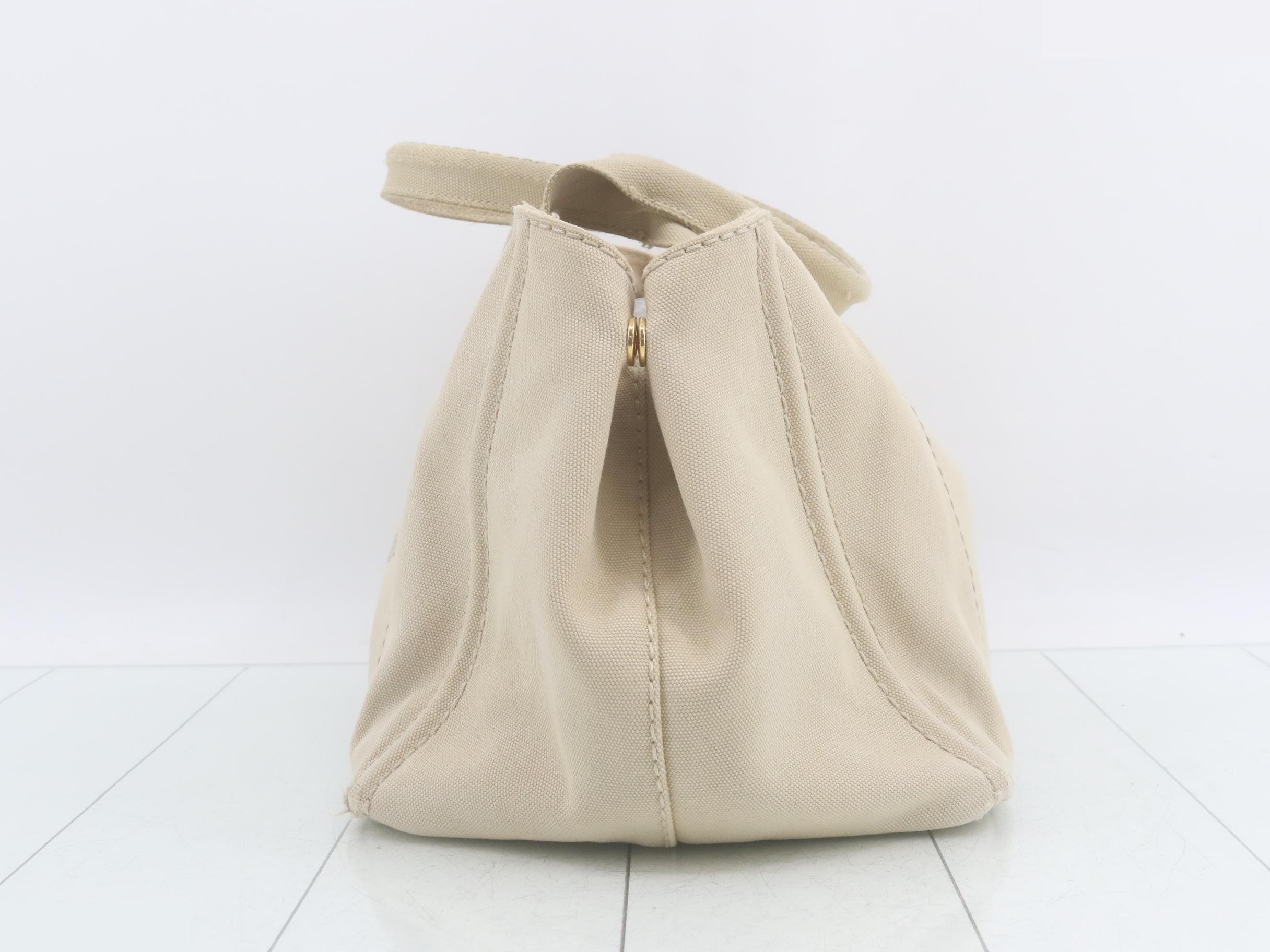 Canvas Canapa Handbag with Shoulder Strap and Dust Bag, Beige — view 3