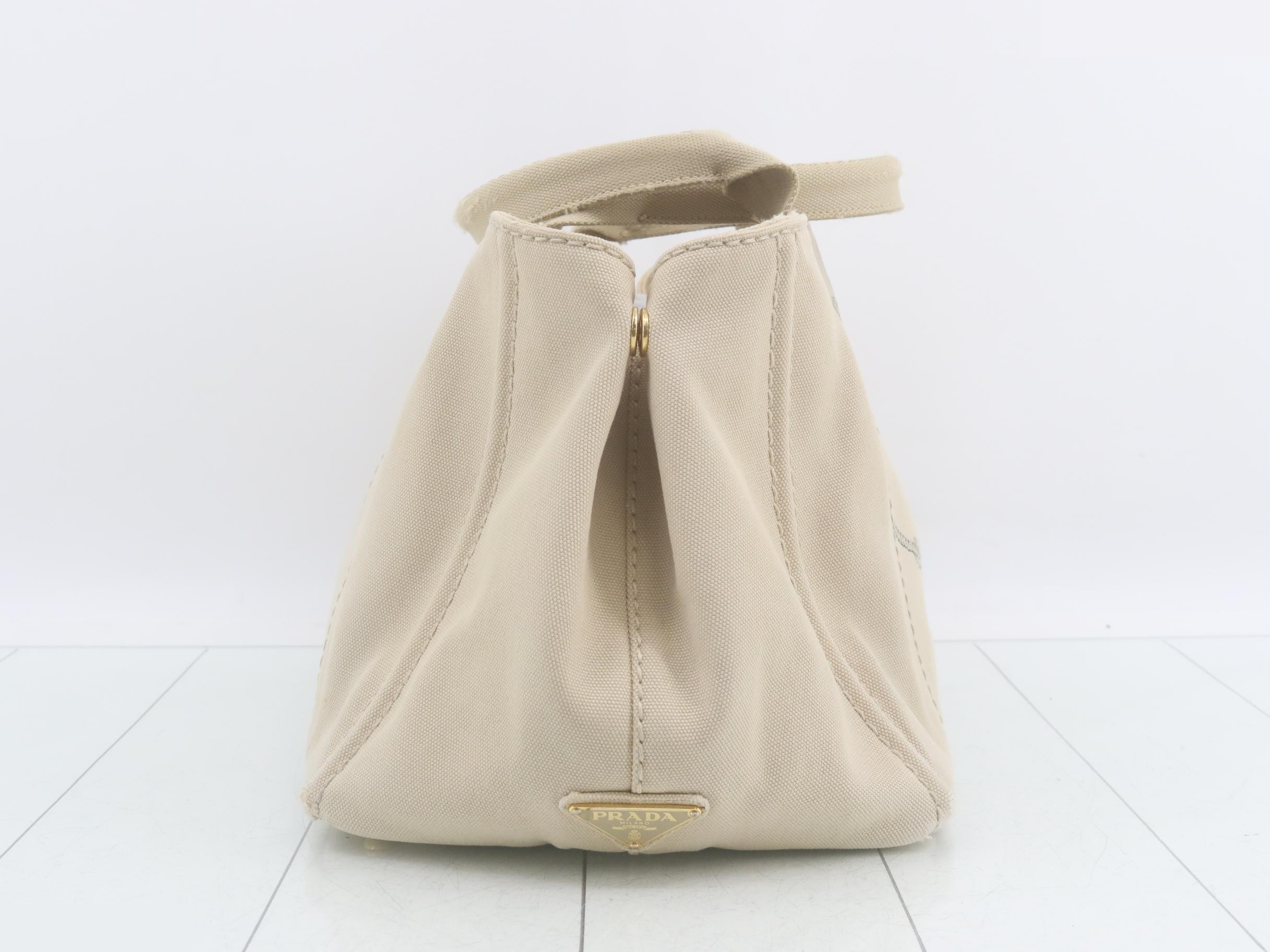 Canvas Canapa Handbag with Shoulder Strap and Dust Bag, Beige — view 4