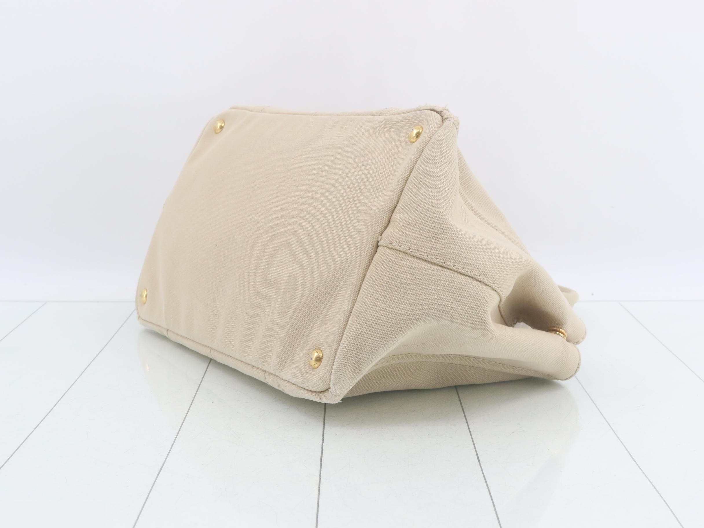 Canvas Canapa Handbag with Shoulder Strap and Dust Bag, Beige — view 6