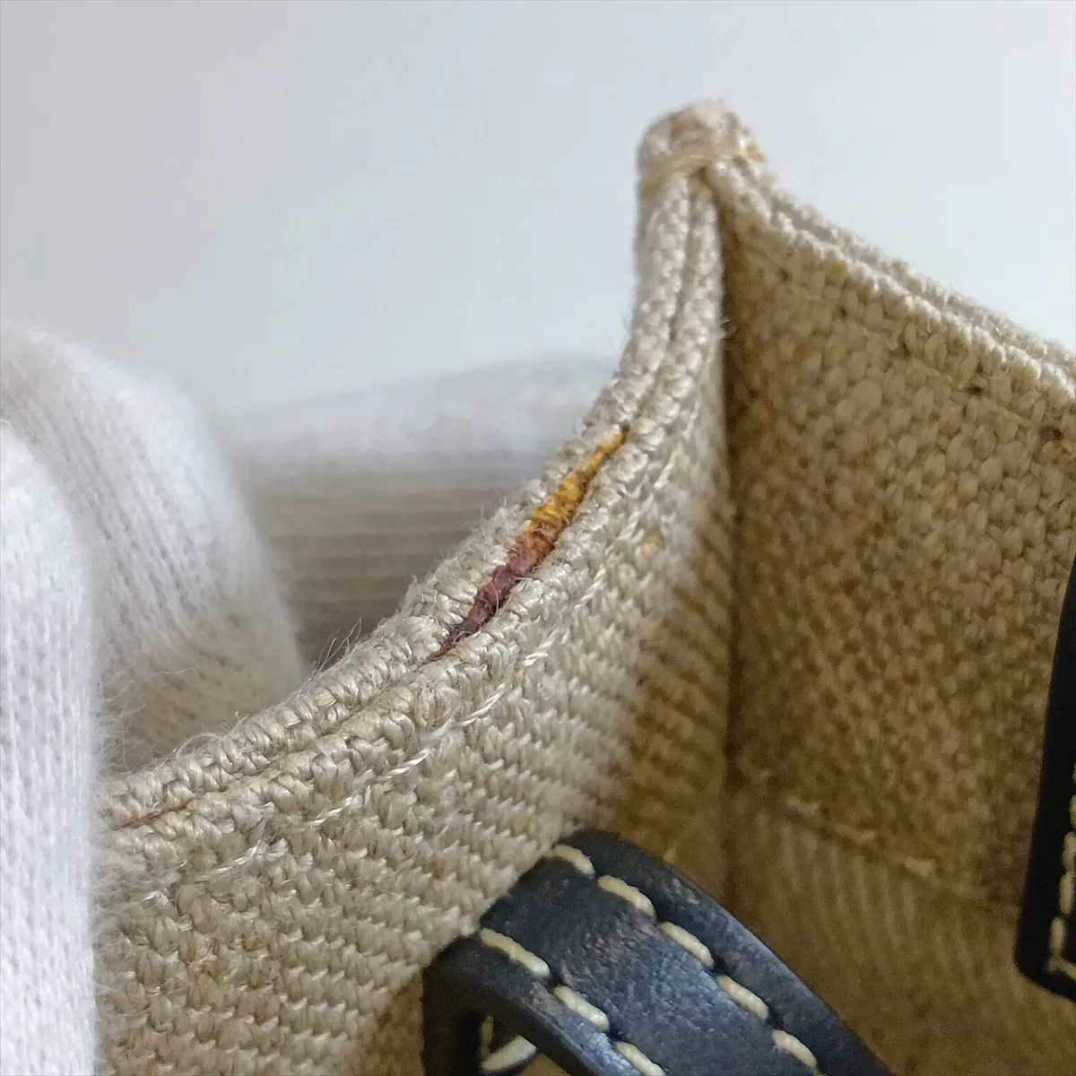 Woody Mini Canvas x Leather 2-Way Handbag, Beige x Navy — view 12