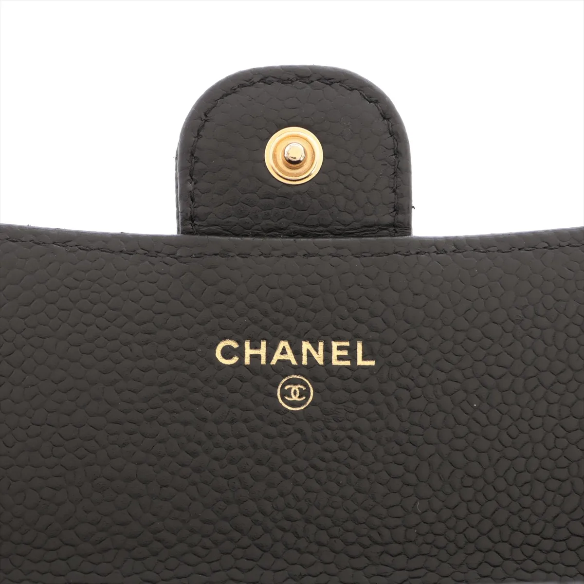 Matelassé Caviar Leather Long Wallet, Black with Gold Hardware, X353KTUA — view 9