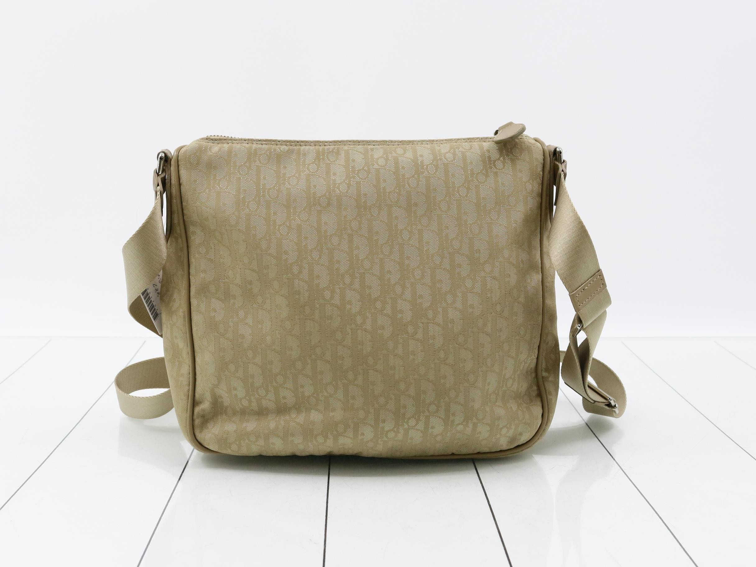 Trotter Shoulder Bag, Nylon/Leather, Beige — view 2