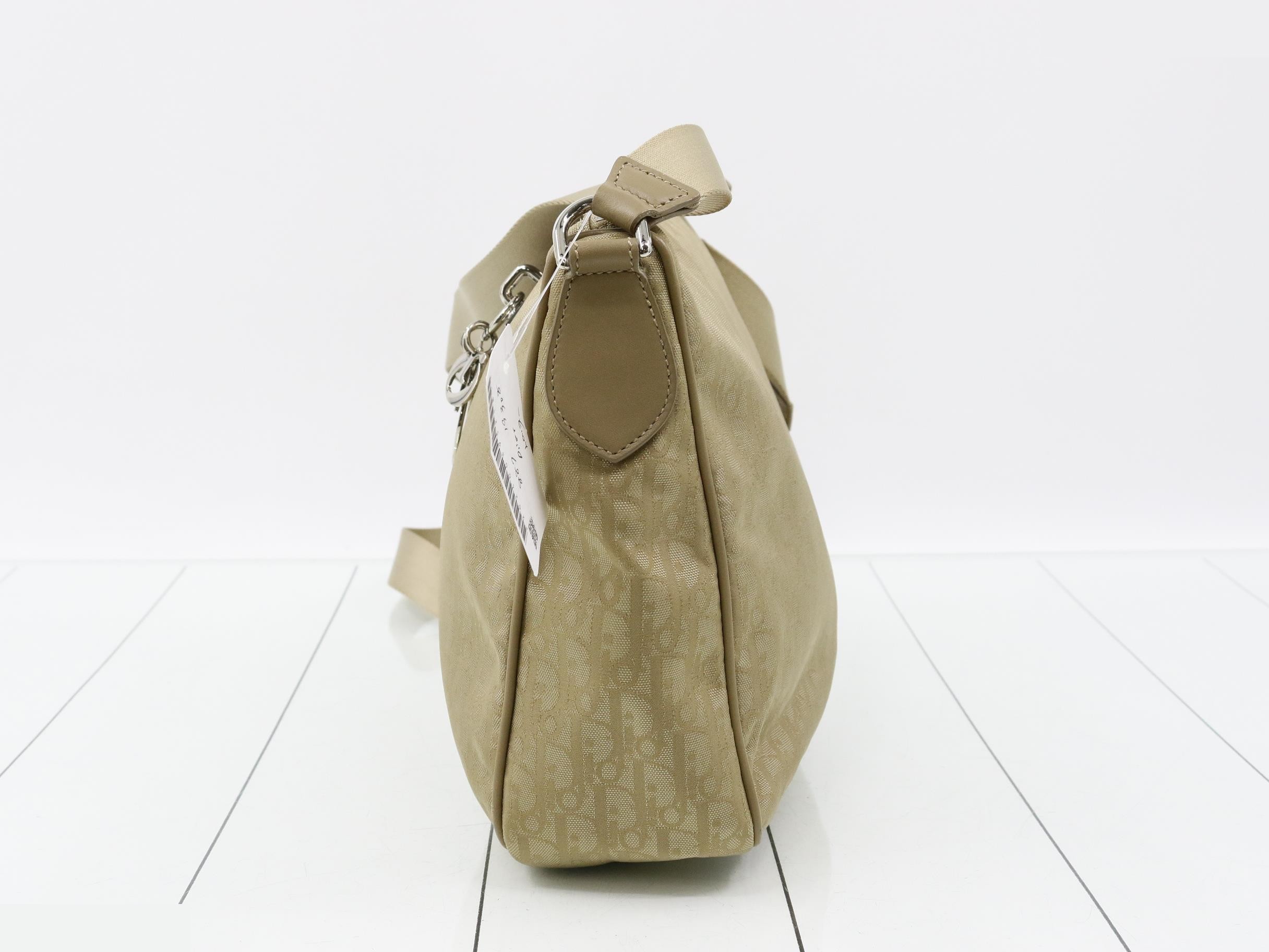 Trotter Shoulder Bag, Nylon/Leather, Beige — view 3
