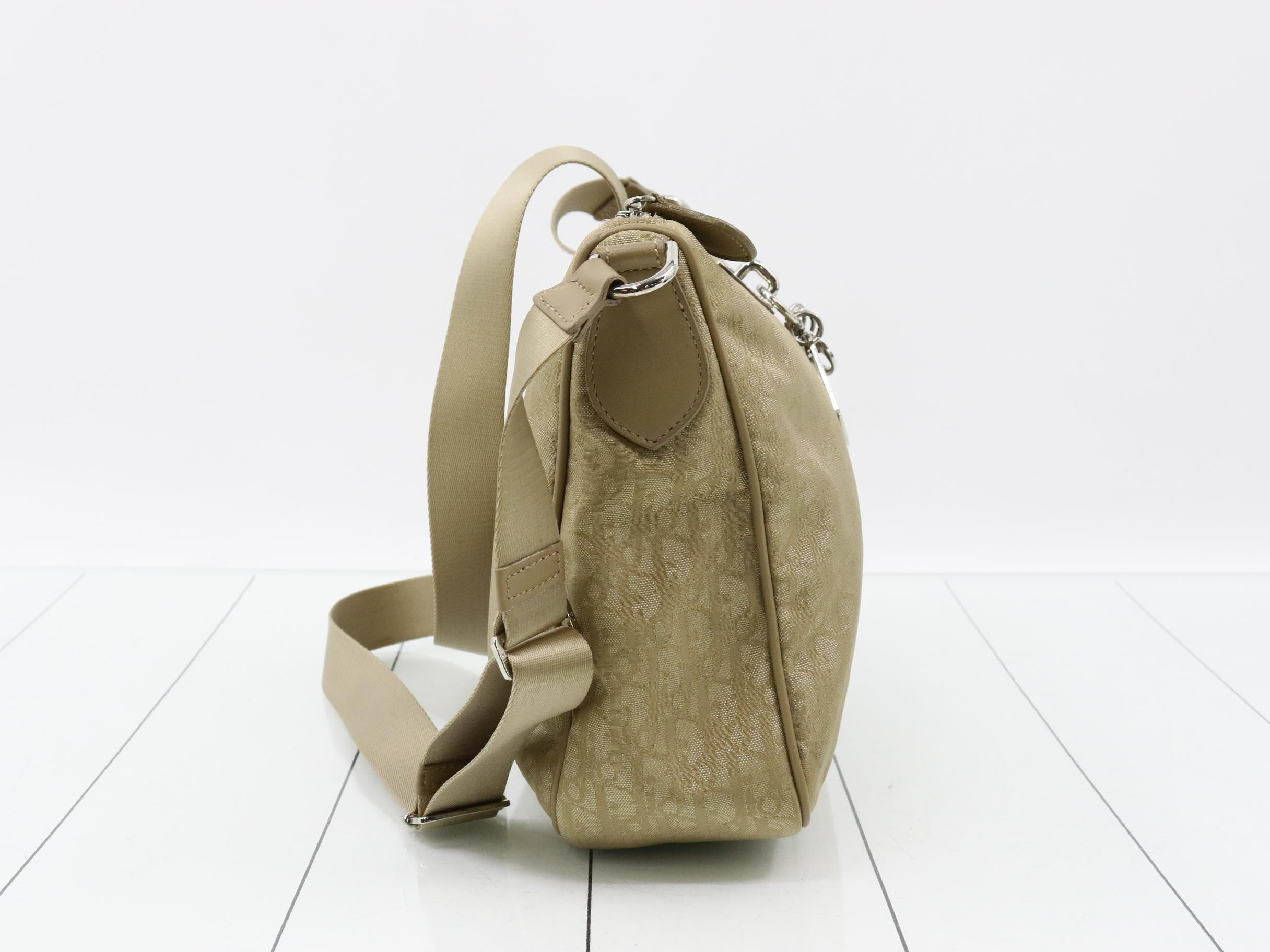 Trotter Shoulder Bag, Nylon/Leather, Beige — view 4