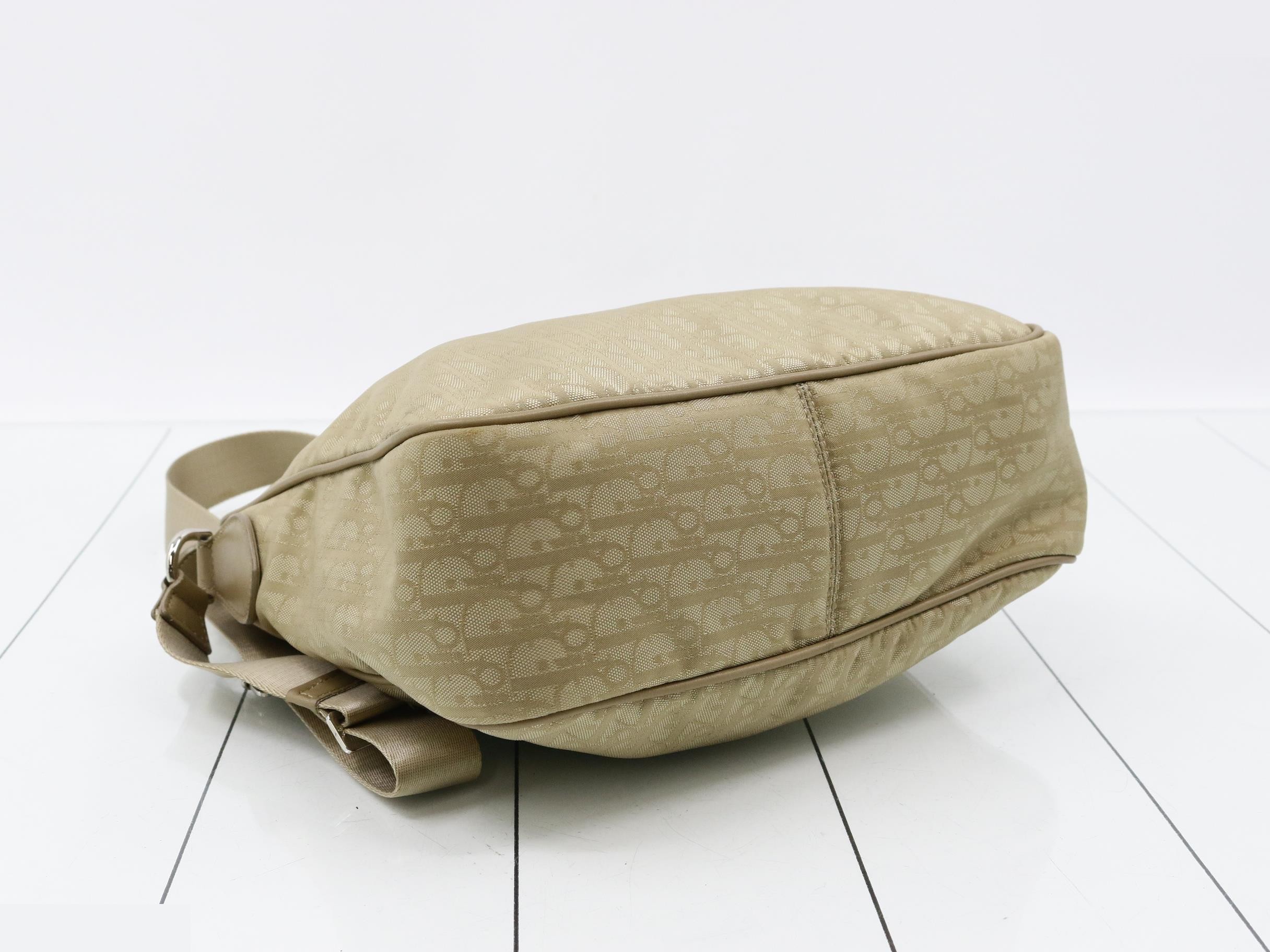Trotter Shoulder Bag, Nylon/Leather, Beige — view 5
