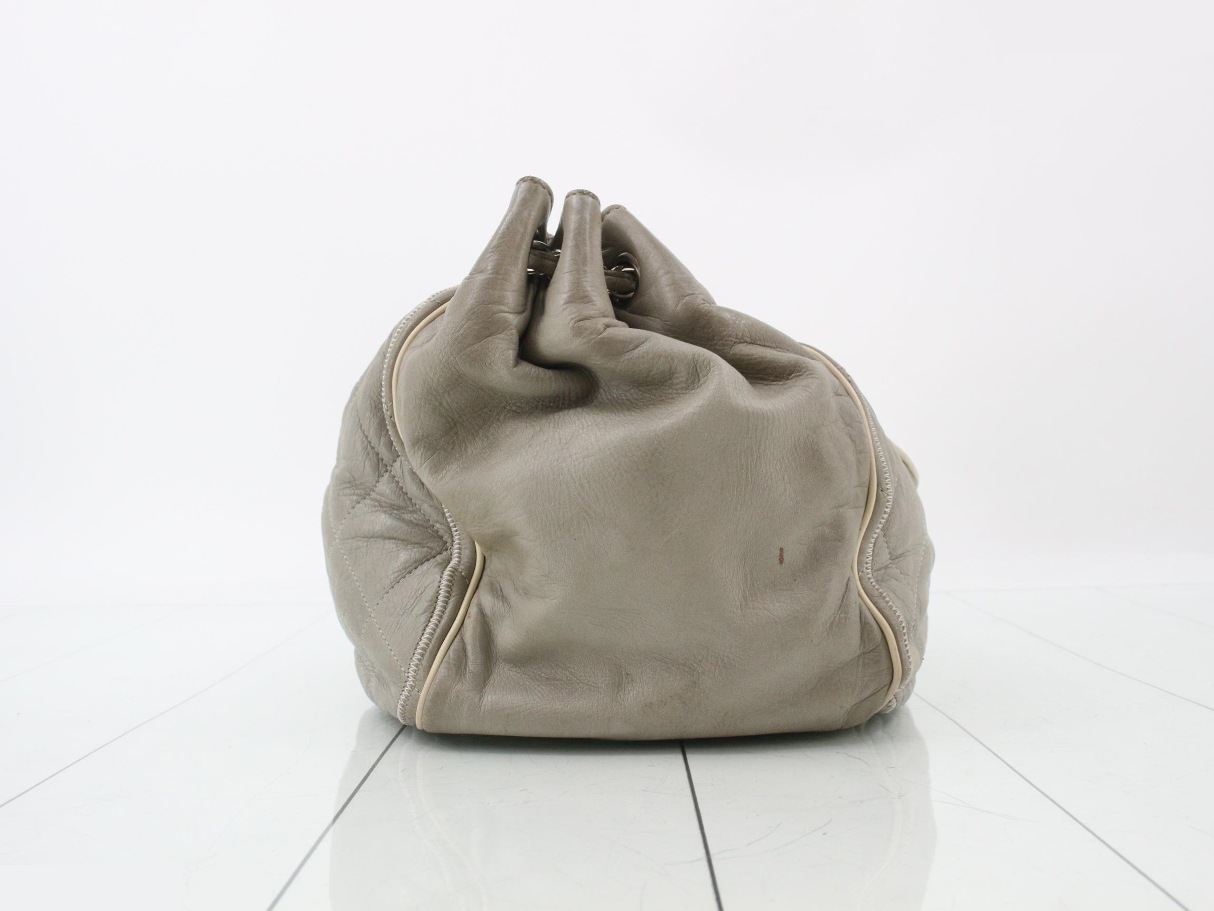 Matelassé Leather Chain Semi-Shoulder Bag — view 4