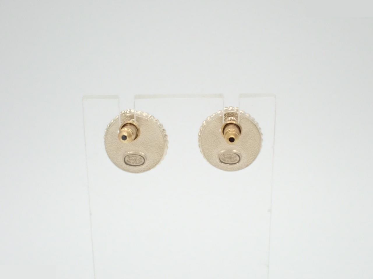 earrings, A17S, Coco Mark, mirror finish, round, gold, 1.5cm wide. — view 2