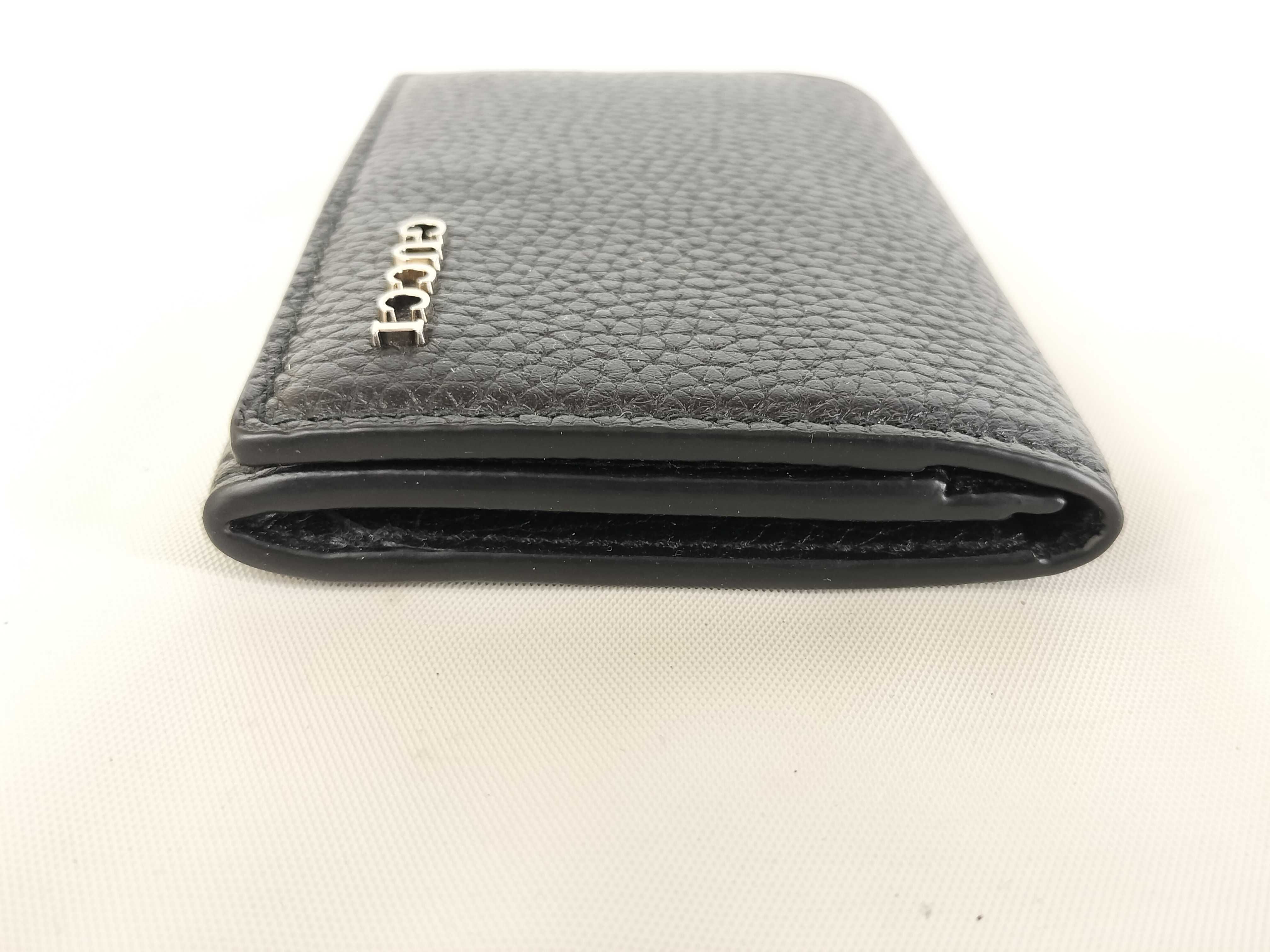 Logo Leather Card Case, Black (Card Case/Pass Case/Business Card Holder) — view 3