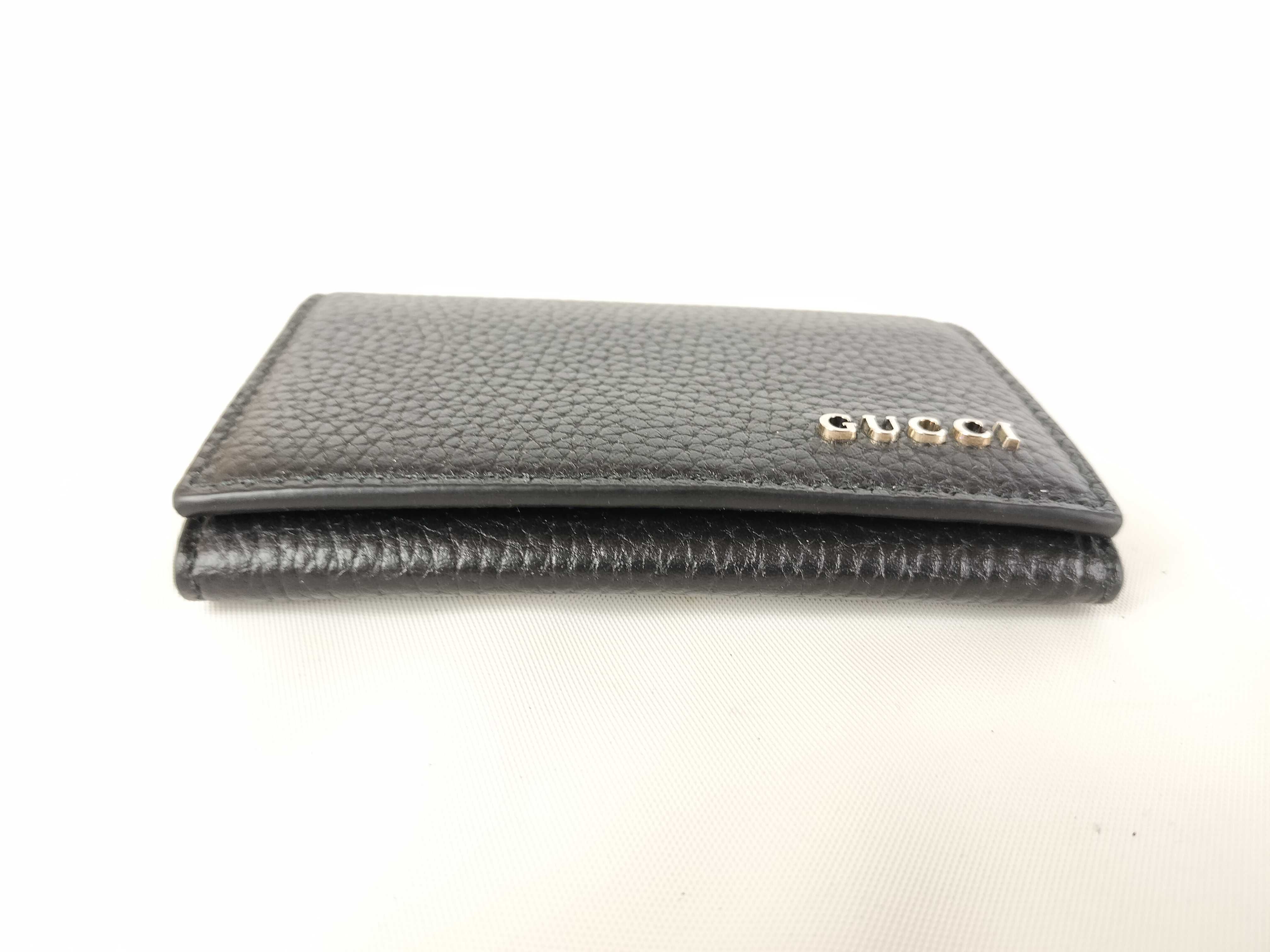 Logo Leather Card Case, Black (Card Case/Pass Case/Business Card Holder) — view 4