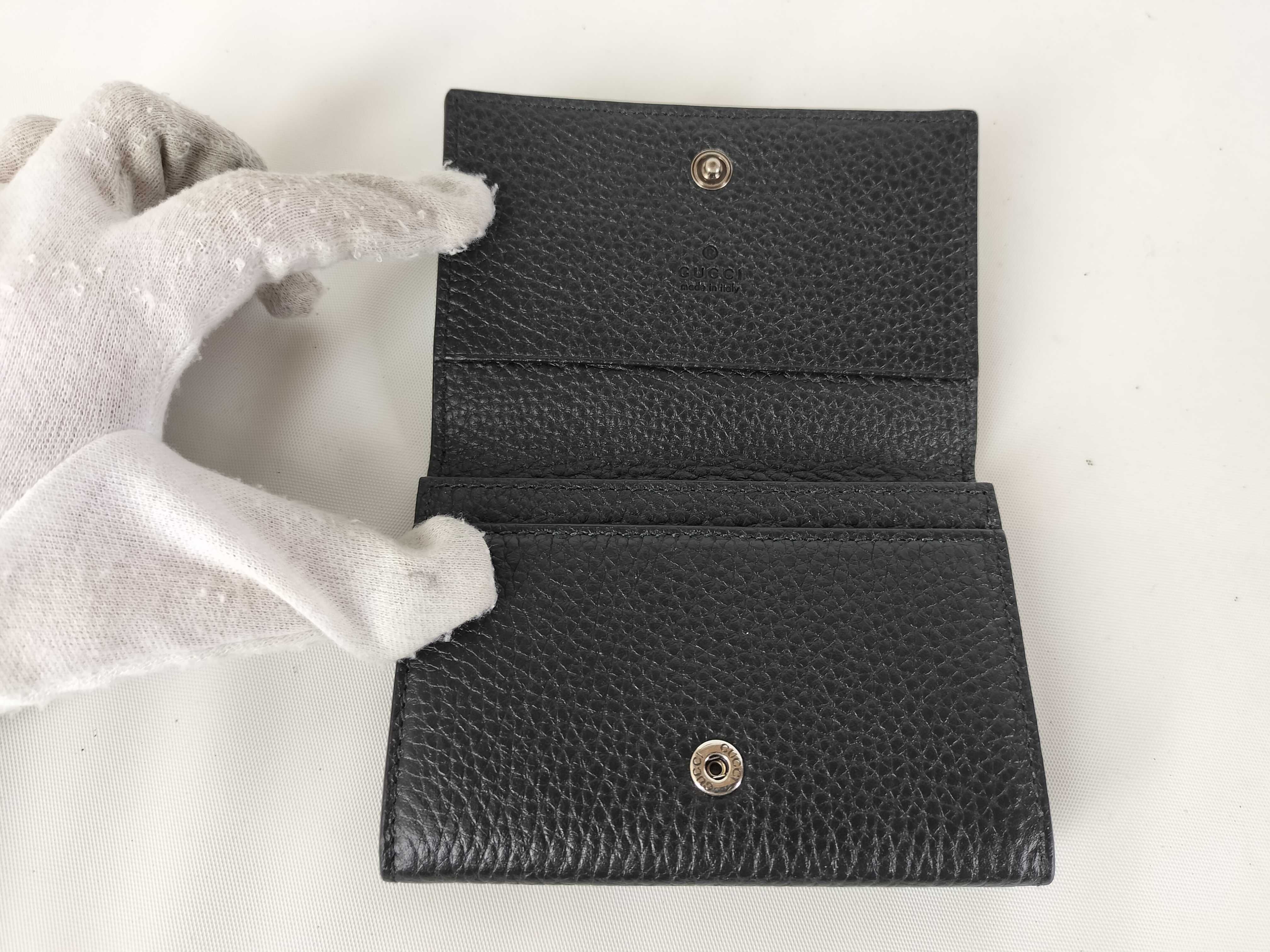 Logo Leather Card Case, Black (Card Case/Pass Case/Business Card Holder) — view 5