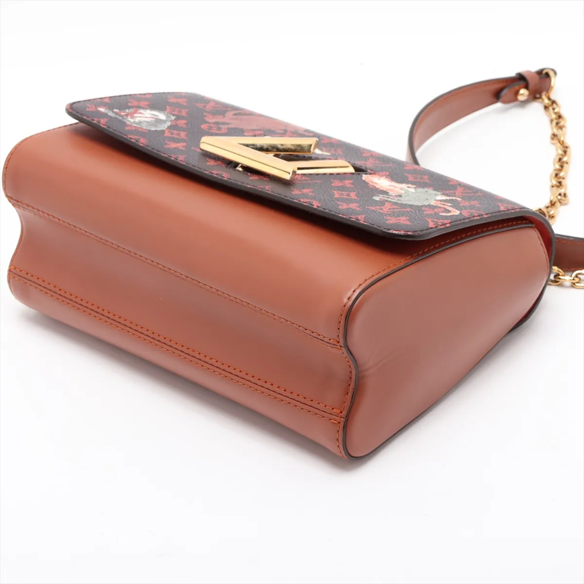 Catgram x Taurillon Twist MM M44408 FL4138 Brown x Orange RFID Compatible with Mirror — view 3