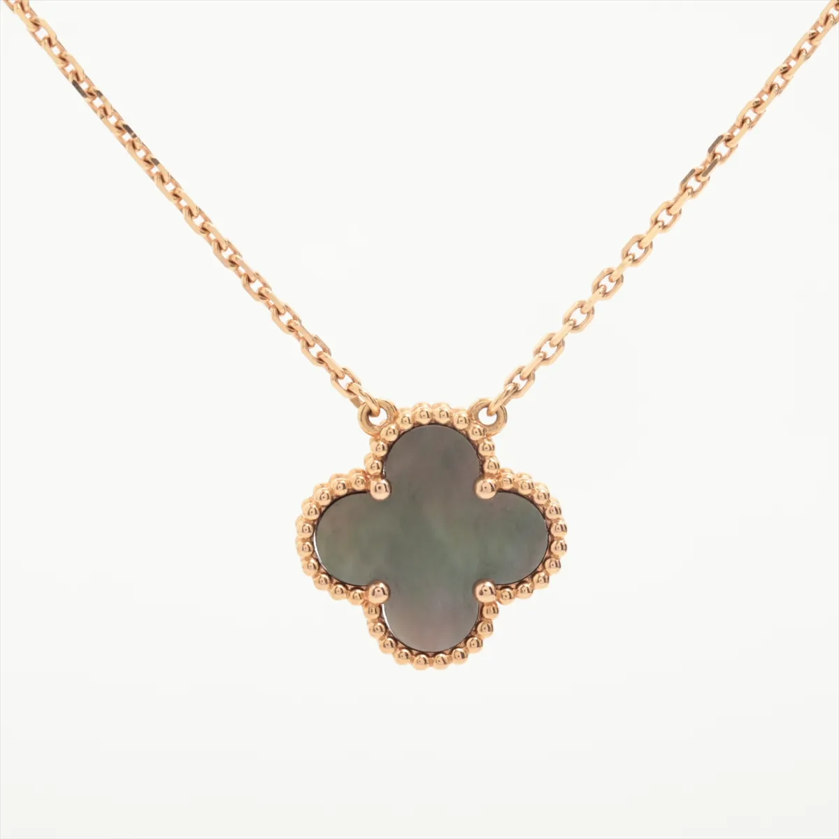 Vintage Alhambra Grey Shell Necklace, 750 (PG), 5.0g, JB908740. Shell shows some tarnishing and — view 2