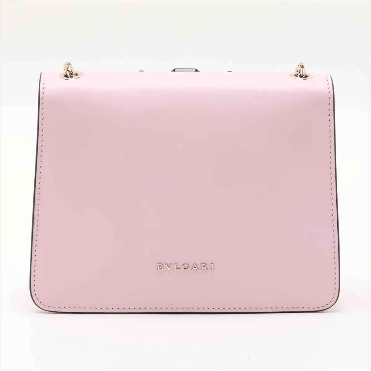 Serpenti Leather Chain Shoulder Bag, Pink, with Mirror — view 2