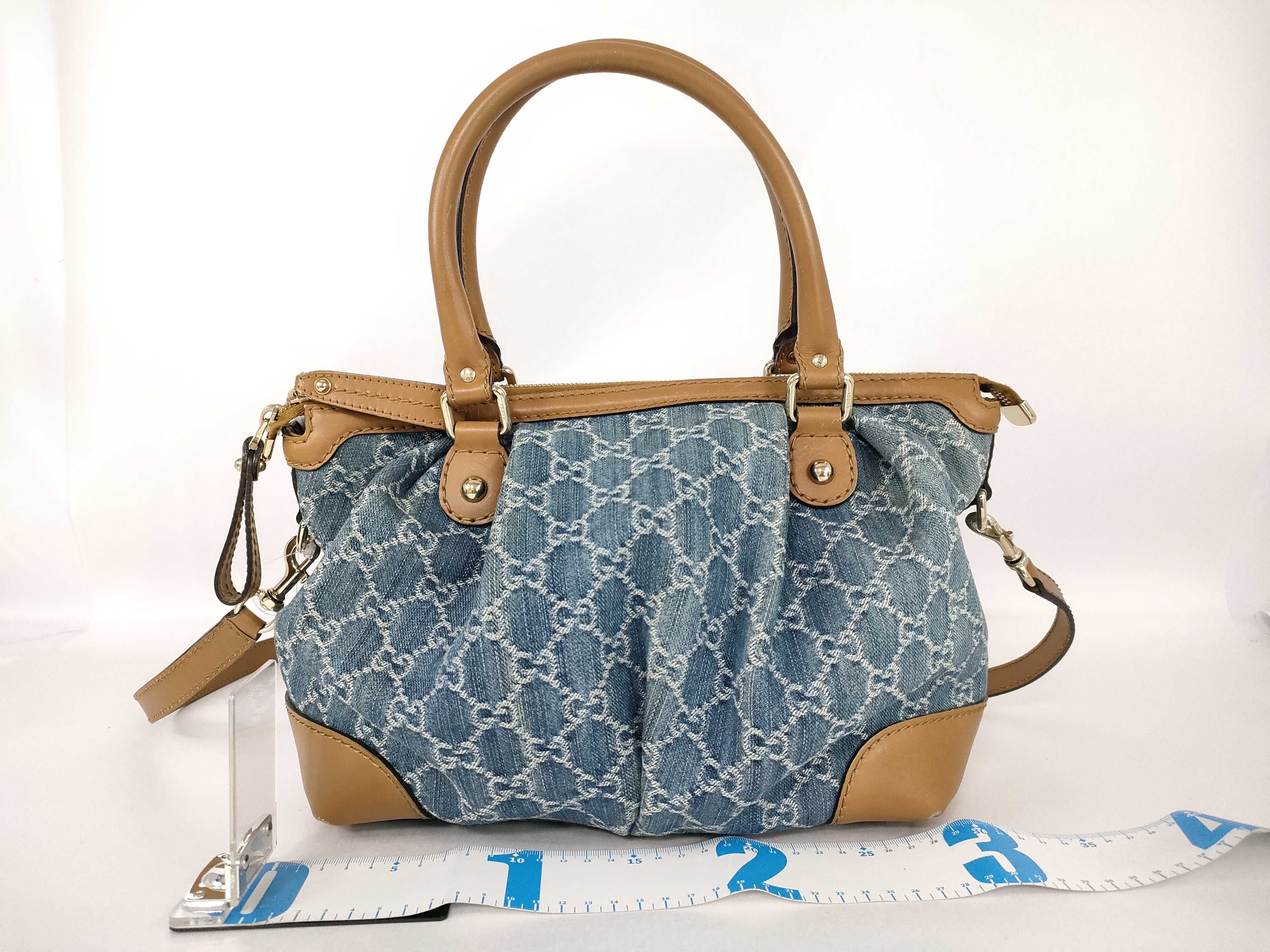 GG 2-way bag, denim/leather, blue/brown, Sukey handbag — view 2