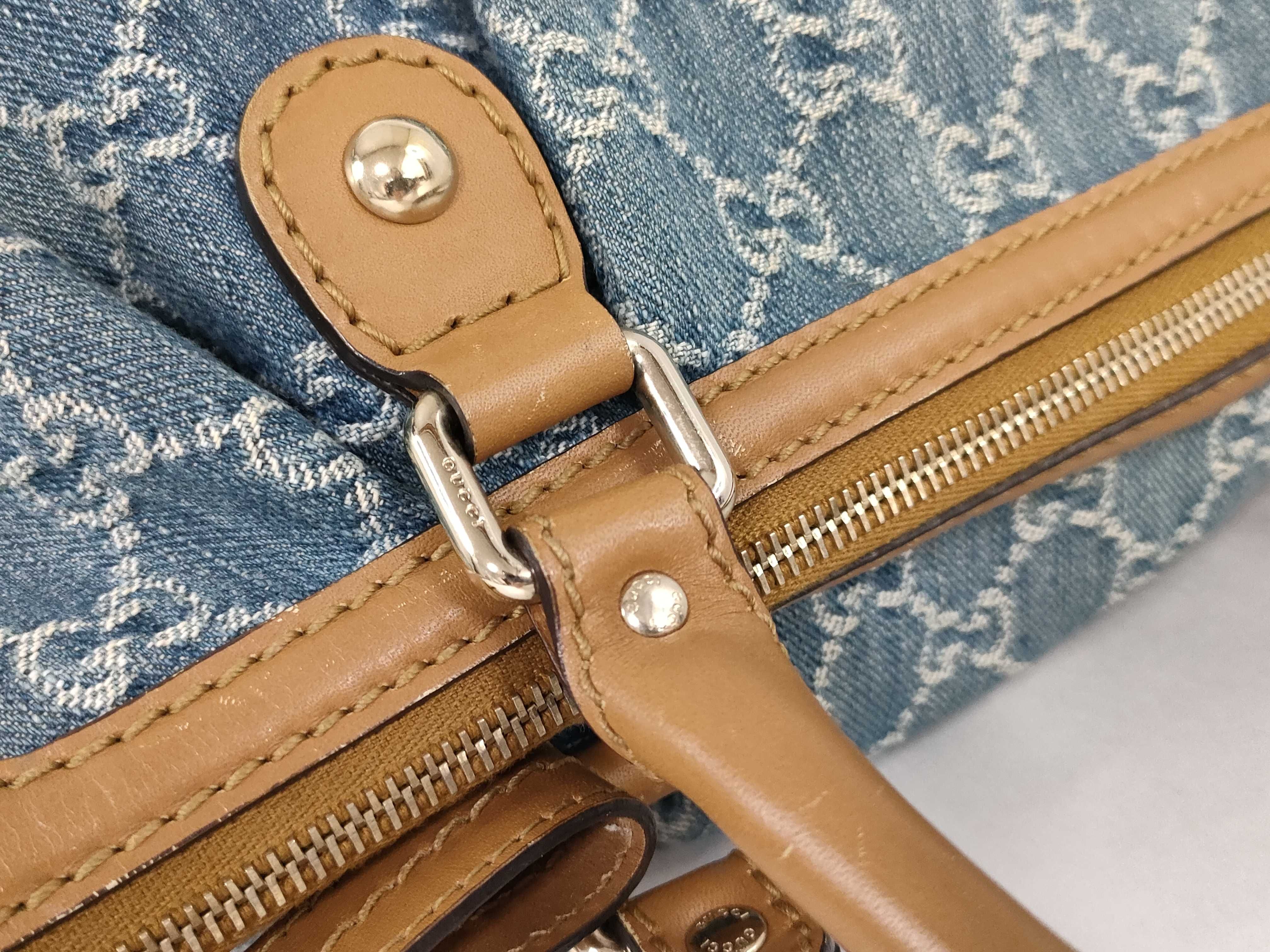 GG 2-way bag, denim/leather, blue/brown, Sukey handbag — view 5