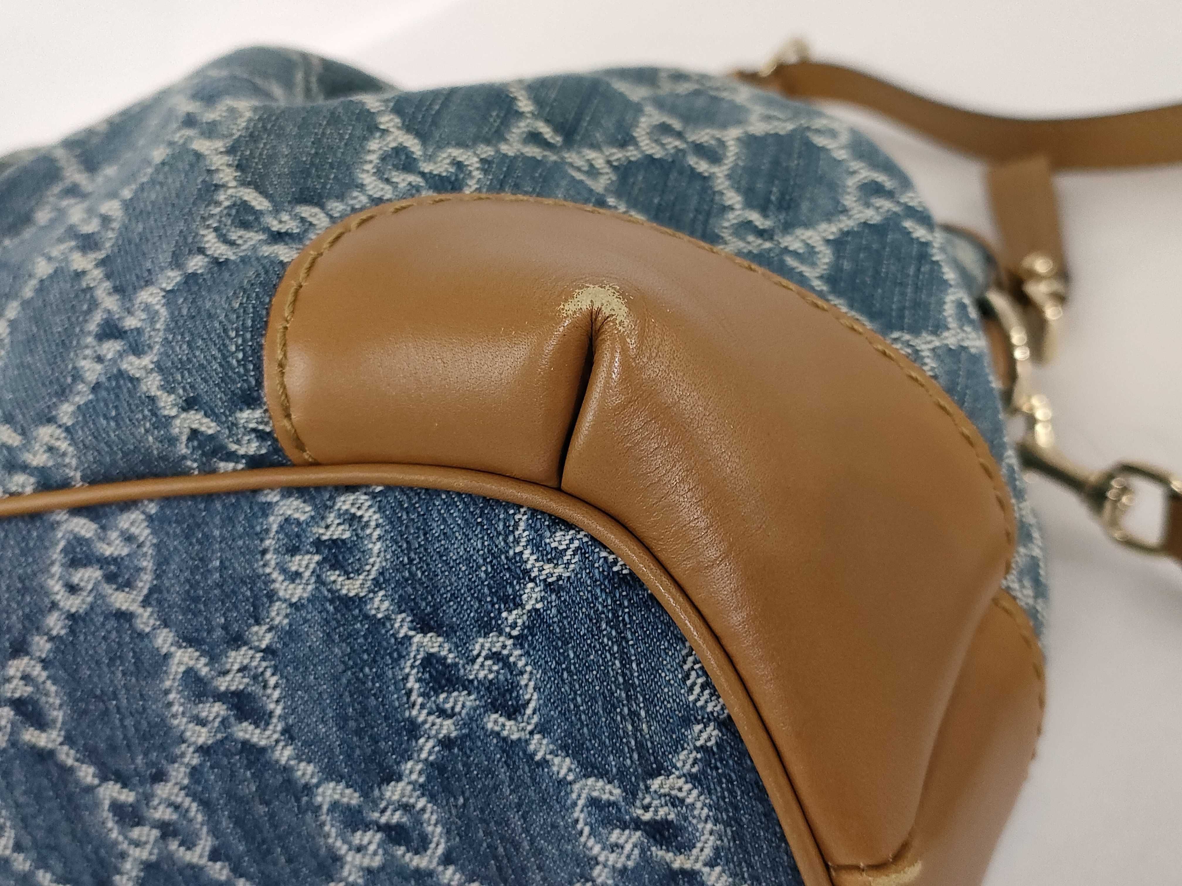 GG 2-way bag, denim/leather, blue/brown, Sukey handbag — view 8