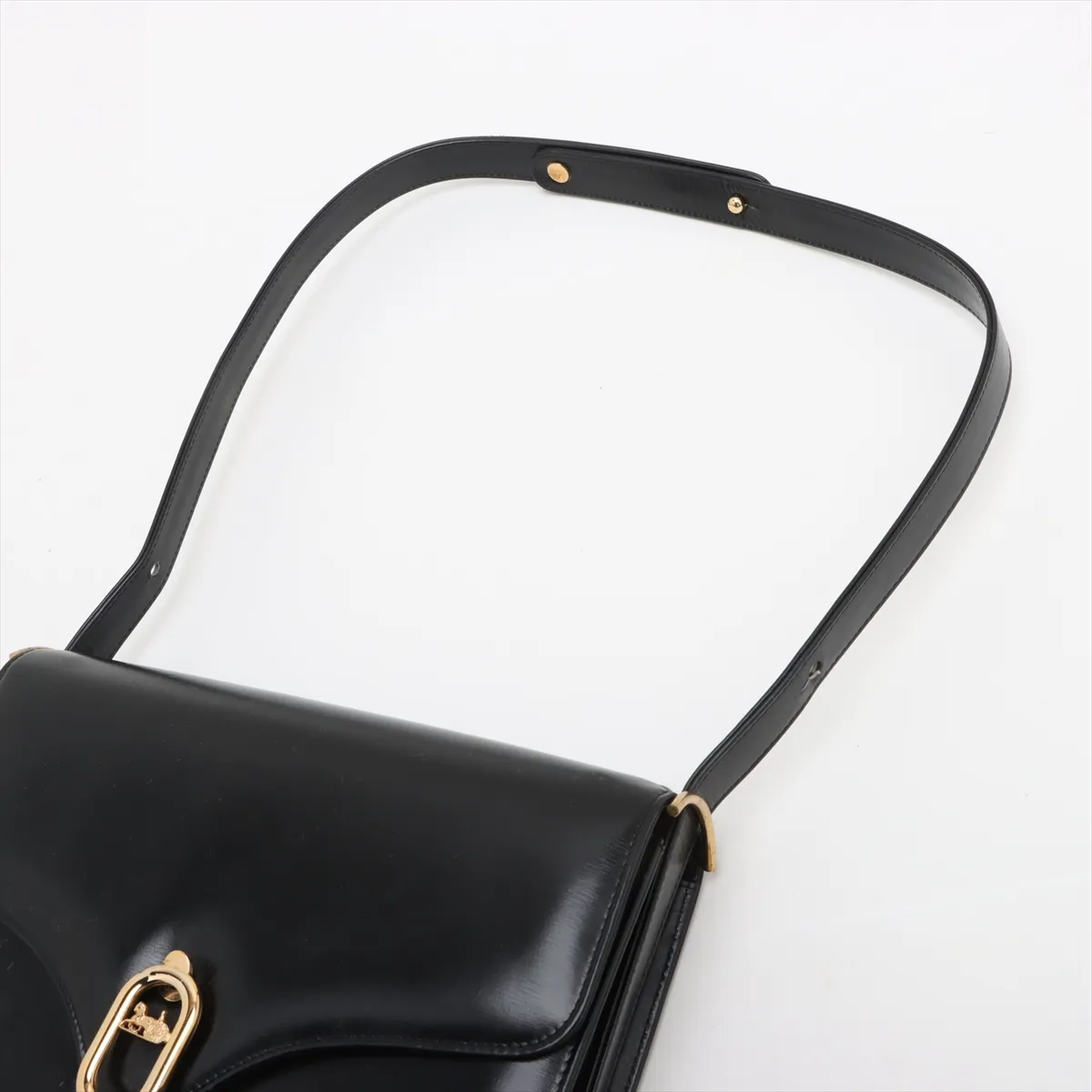 Carriage Metal Leather Shoulder Bag Black — view 5