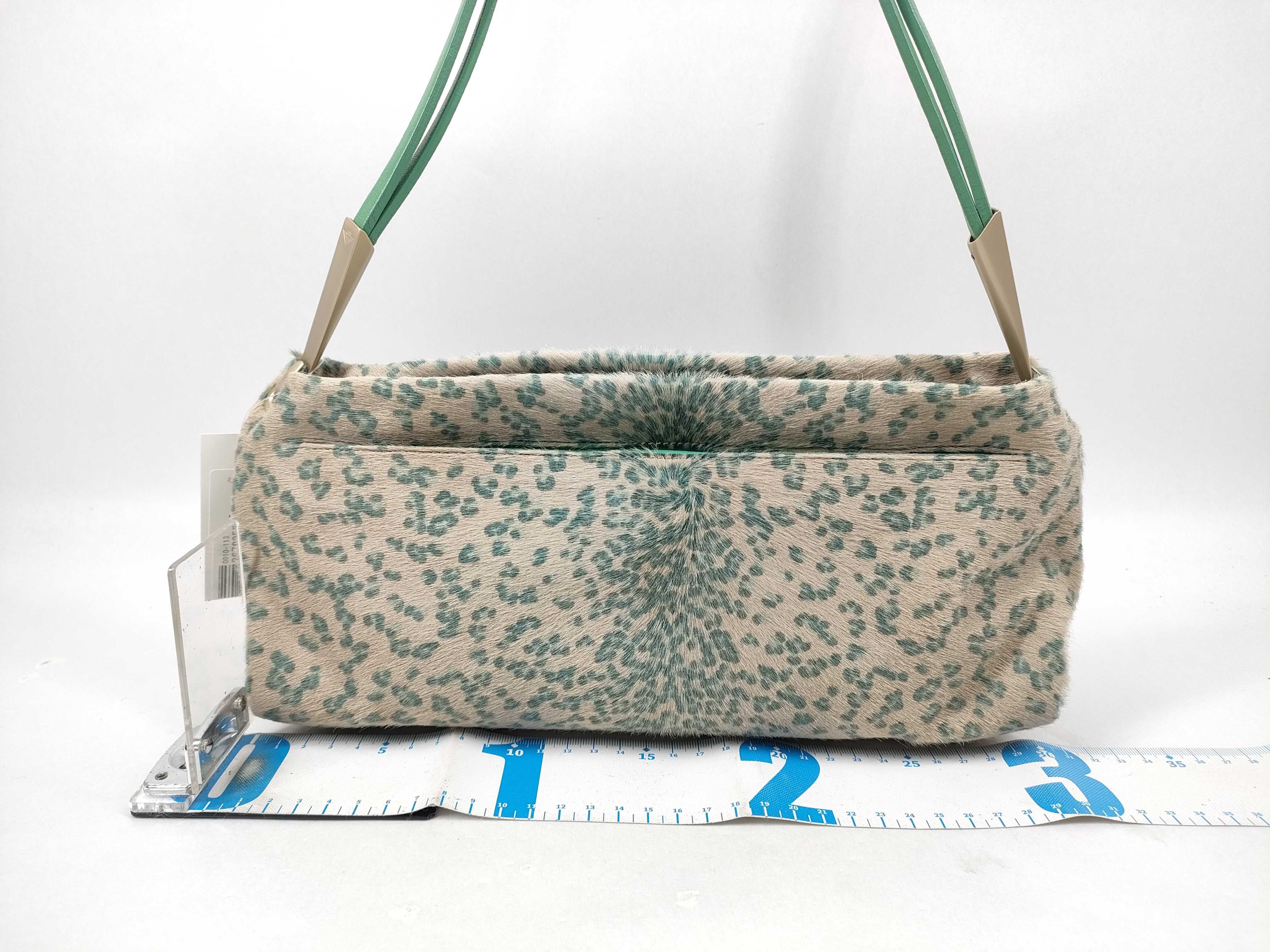 One-Shoulder Bag, Leopard Print, Calf Hair, Green Shoulder Bag — view 2