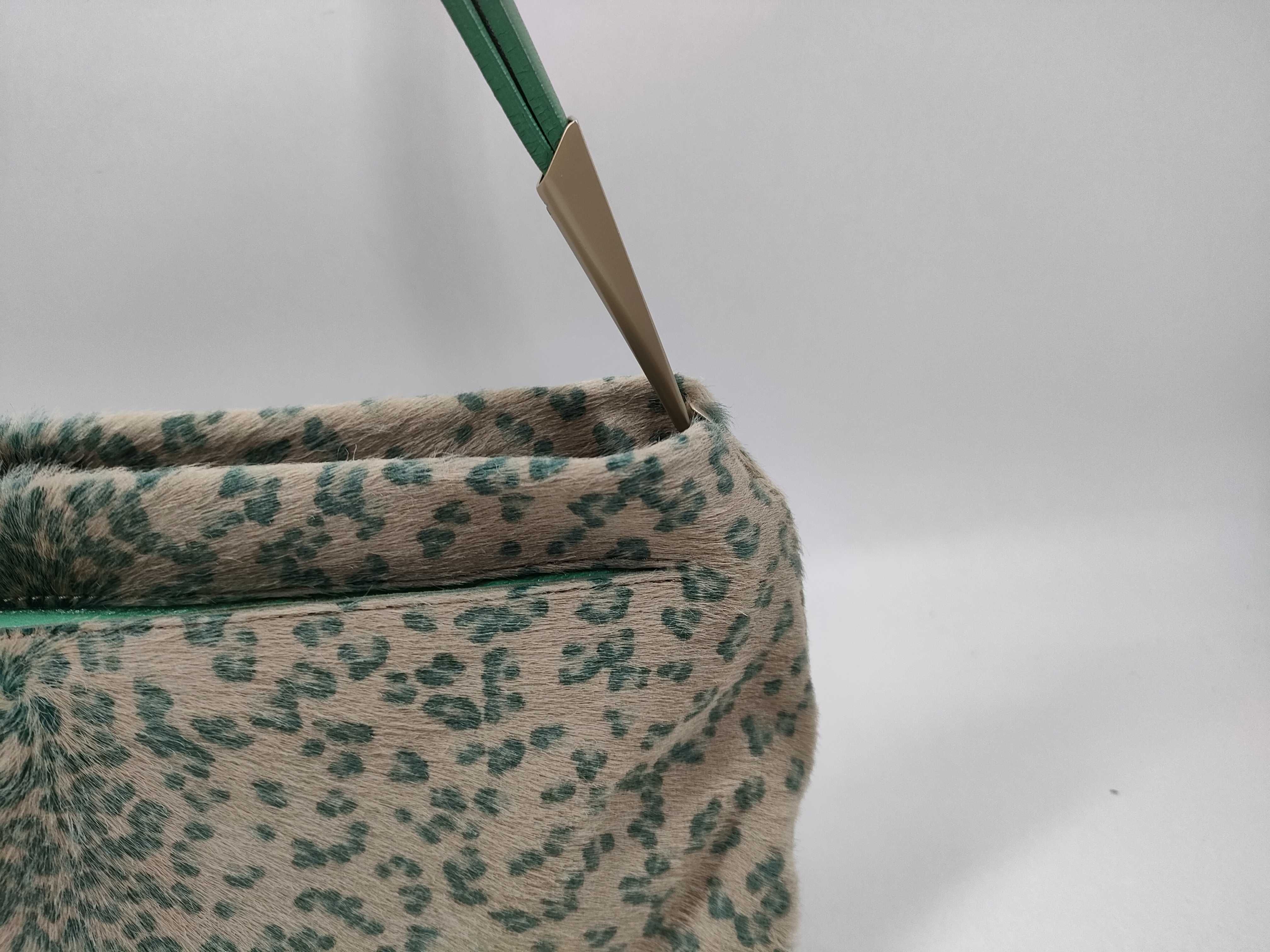 One-Shoulder Bag, Leopard Print, Calf Hair, Green Shoulder Bag — view 3