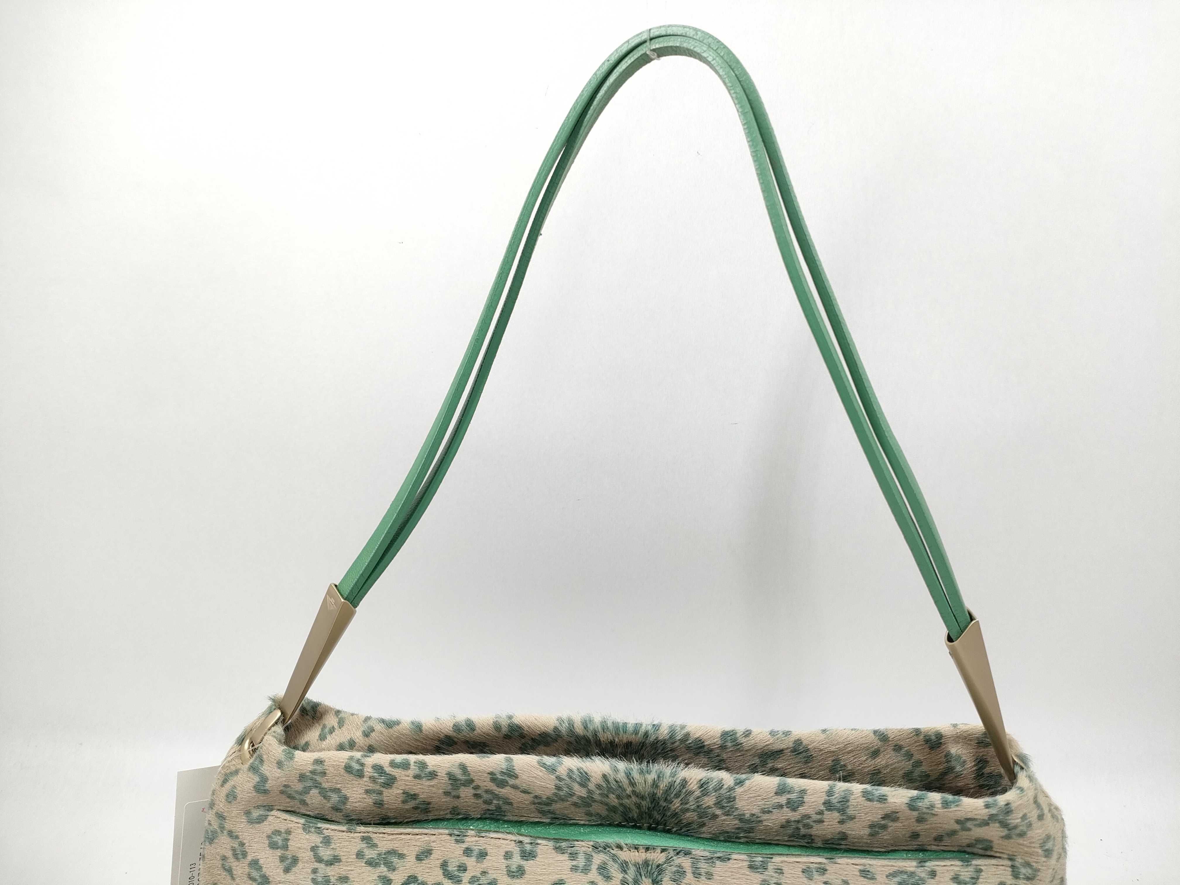 One-Shoulder Bag, Leopard Print, Calf Hair, Green Shoulder Bag — view 4