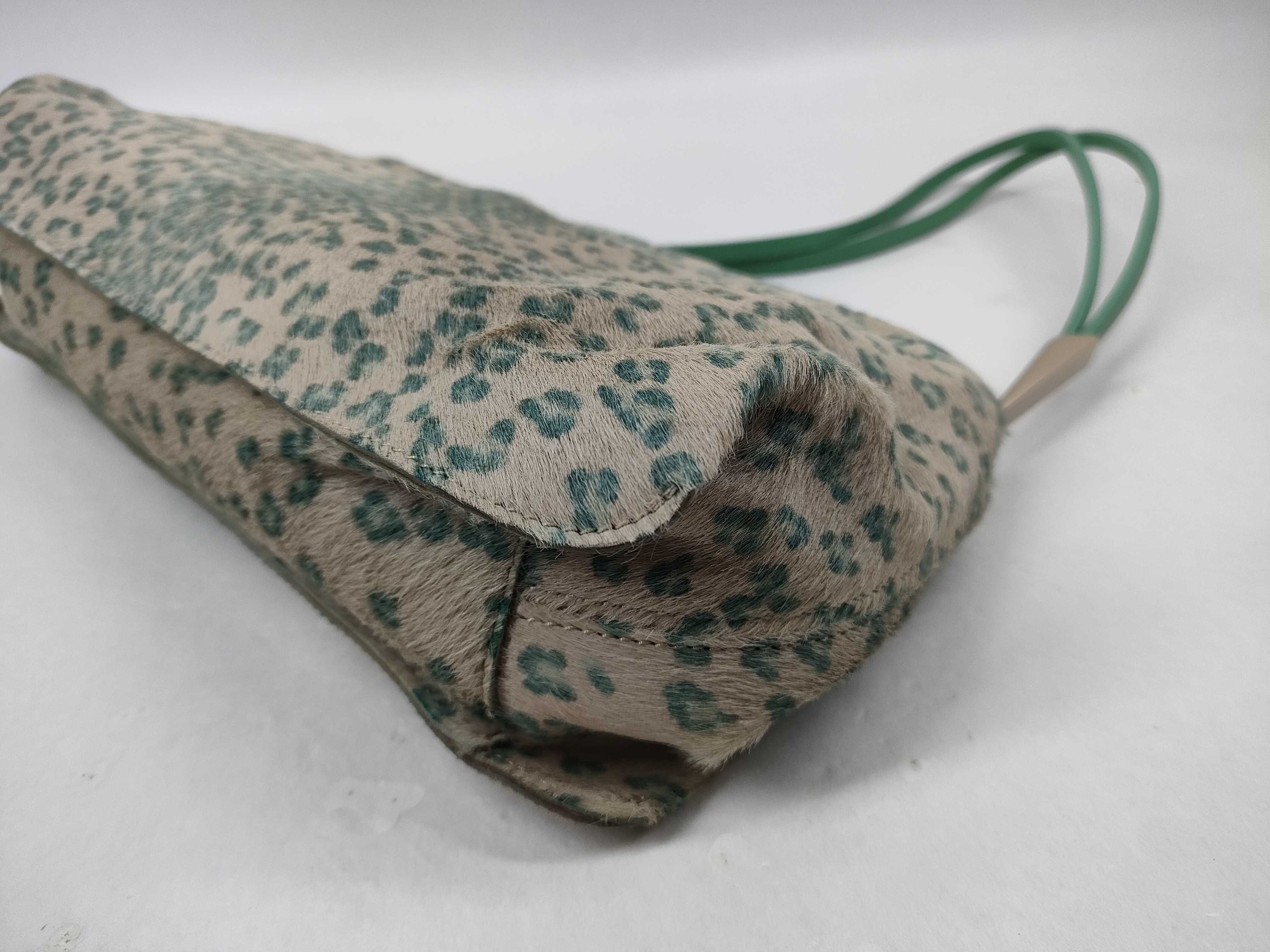 One-Shoulder Bag, Leopard Print, Calf Hair, Green Shoulder Bag — view 6