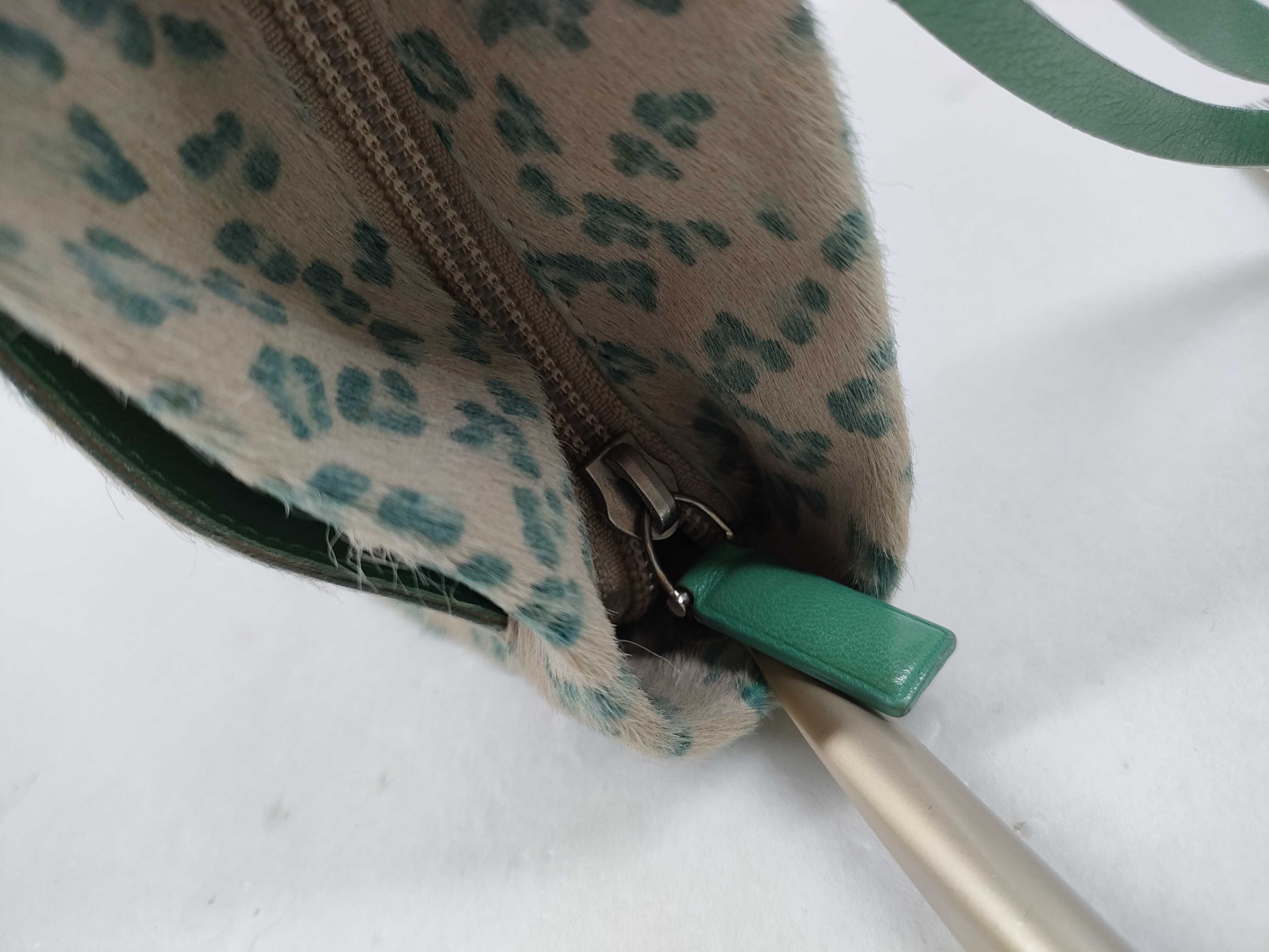 One-Shoulder Bag, Leopard Print, Calf Hair, Green Shoulder Bag — view 9