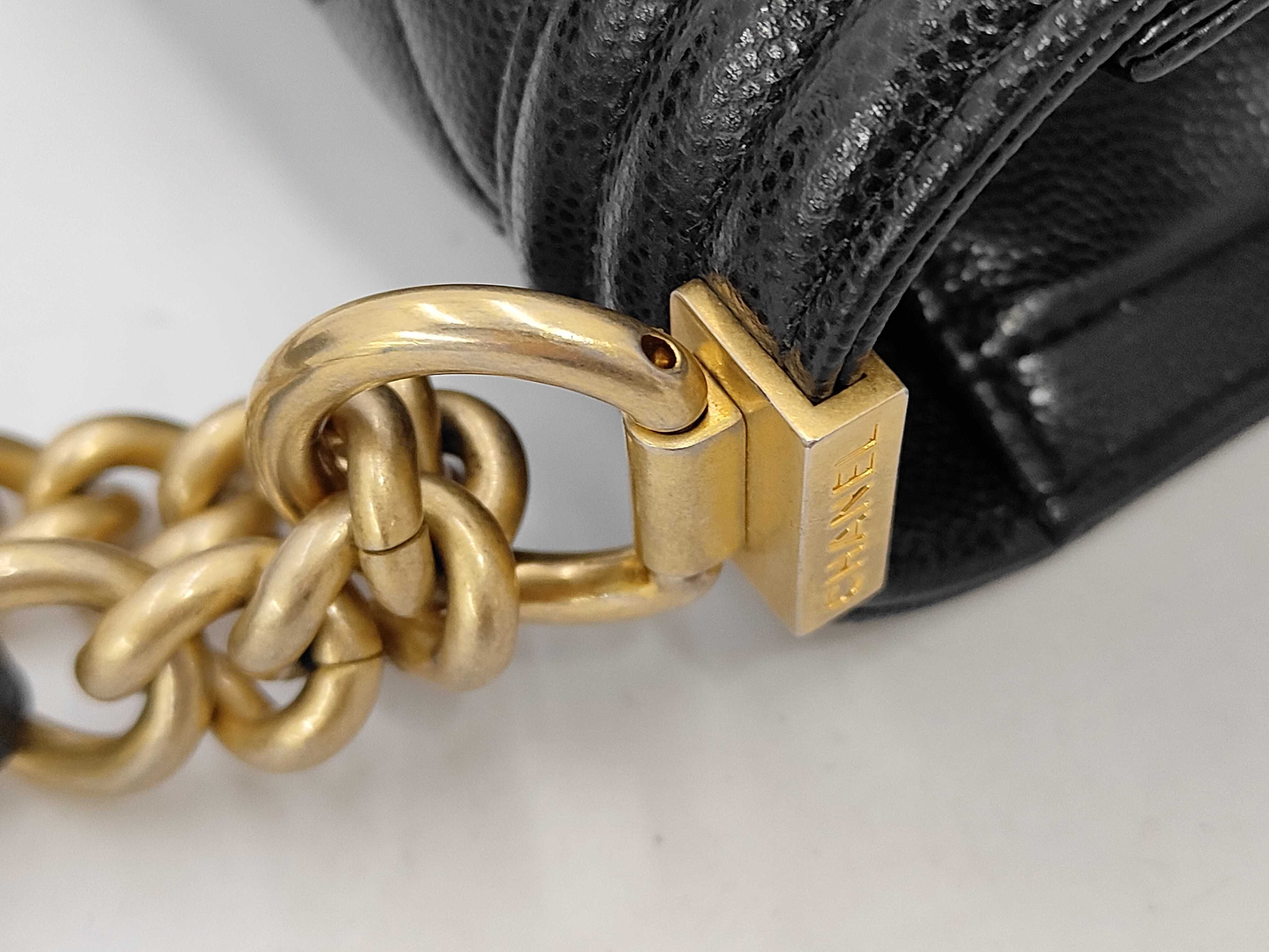 Boy Chanel Chain Shoulder Bag, Black Caviar Leather, Gold Hardware. — view 7