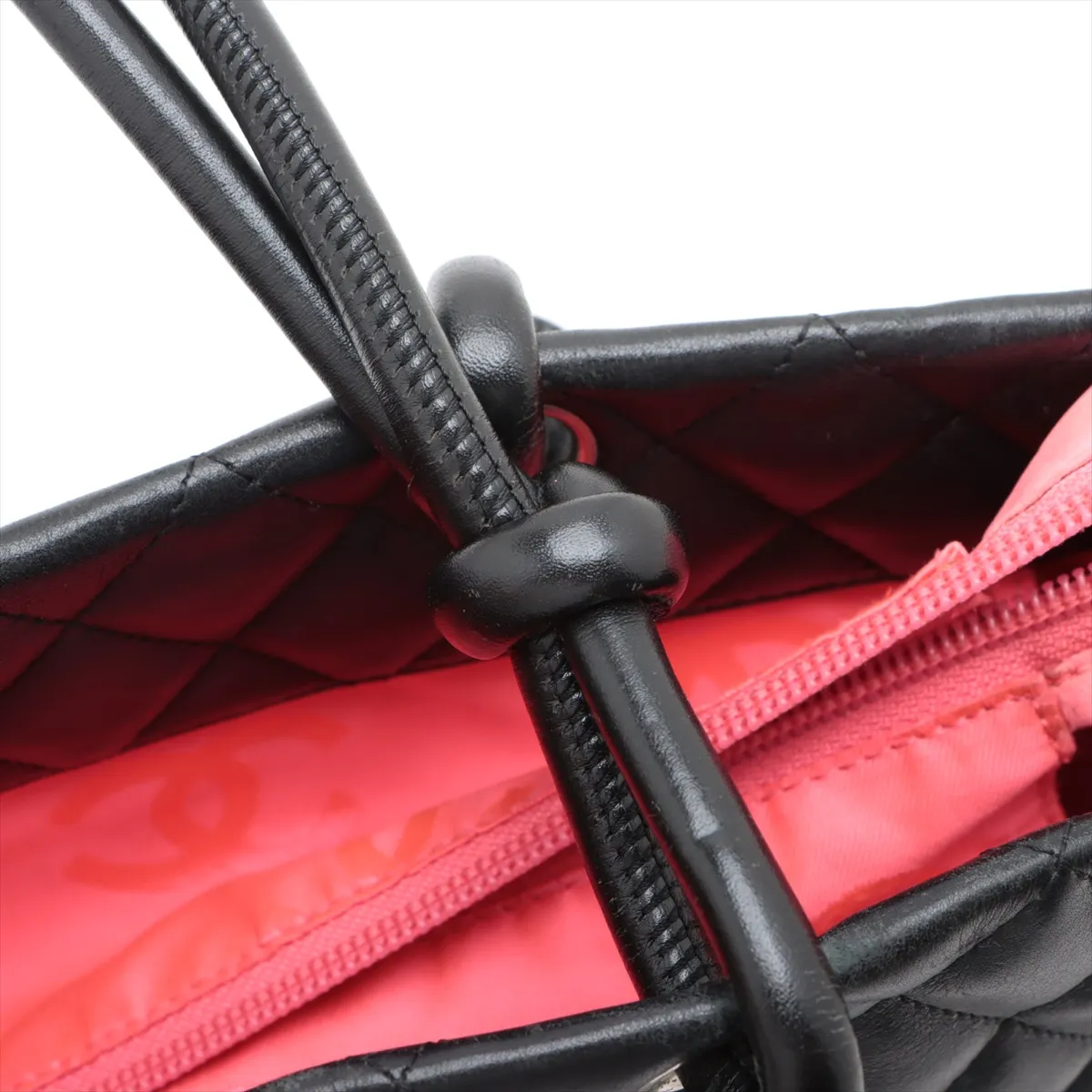 Cambon Line Lambskin Tote Bag Black x White Silver Hardware 9748772 No. 9 — view 14