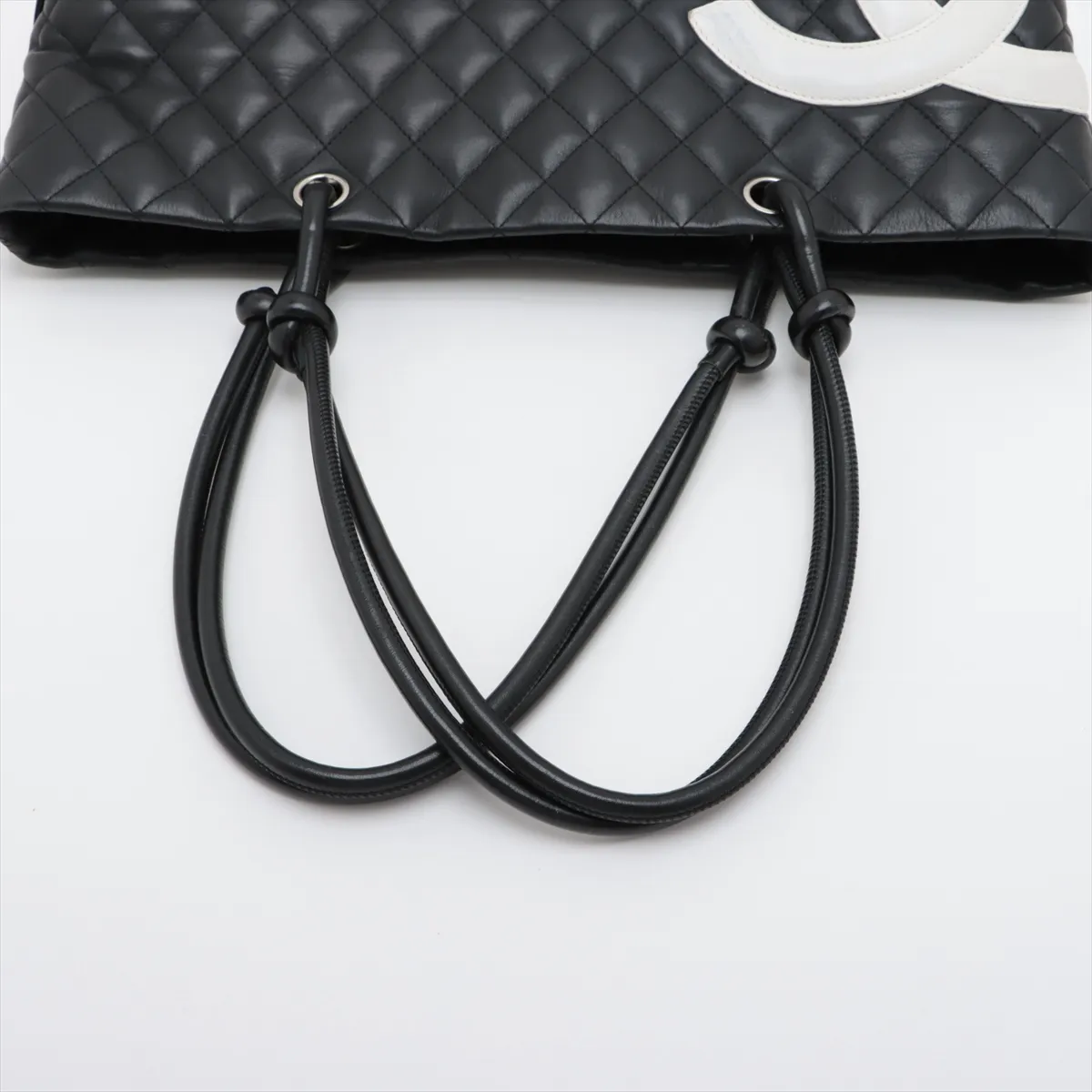 Cambon Line Lambskin Tote Bag Black x White Silver Hardware 9748772 No. 9 — view 5