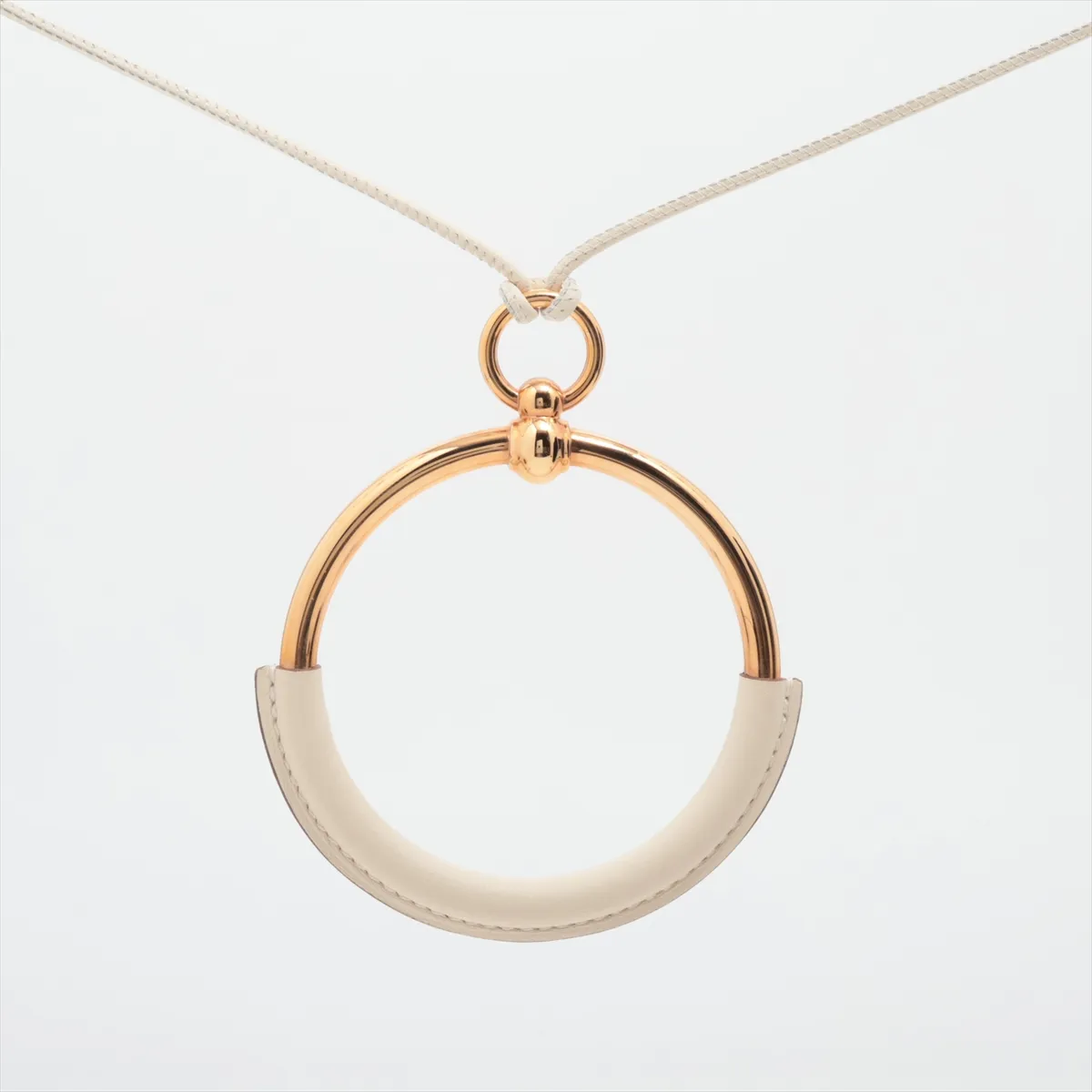 Loop Grand Necklace, GP x Leather, Ivory, — view 2