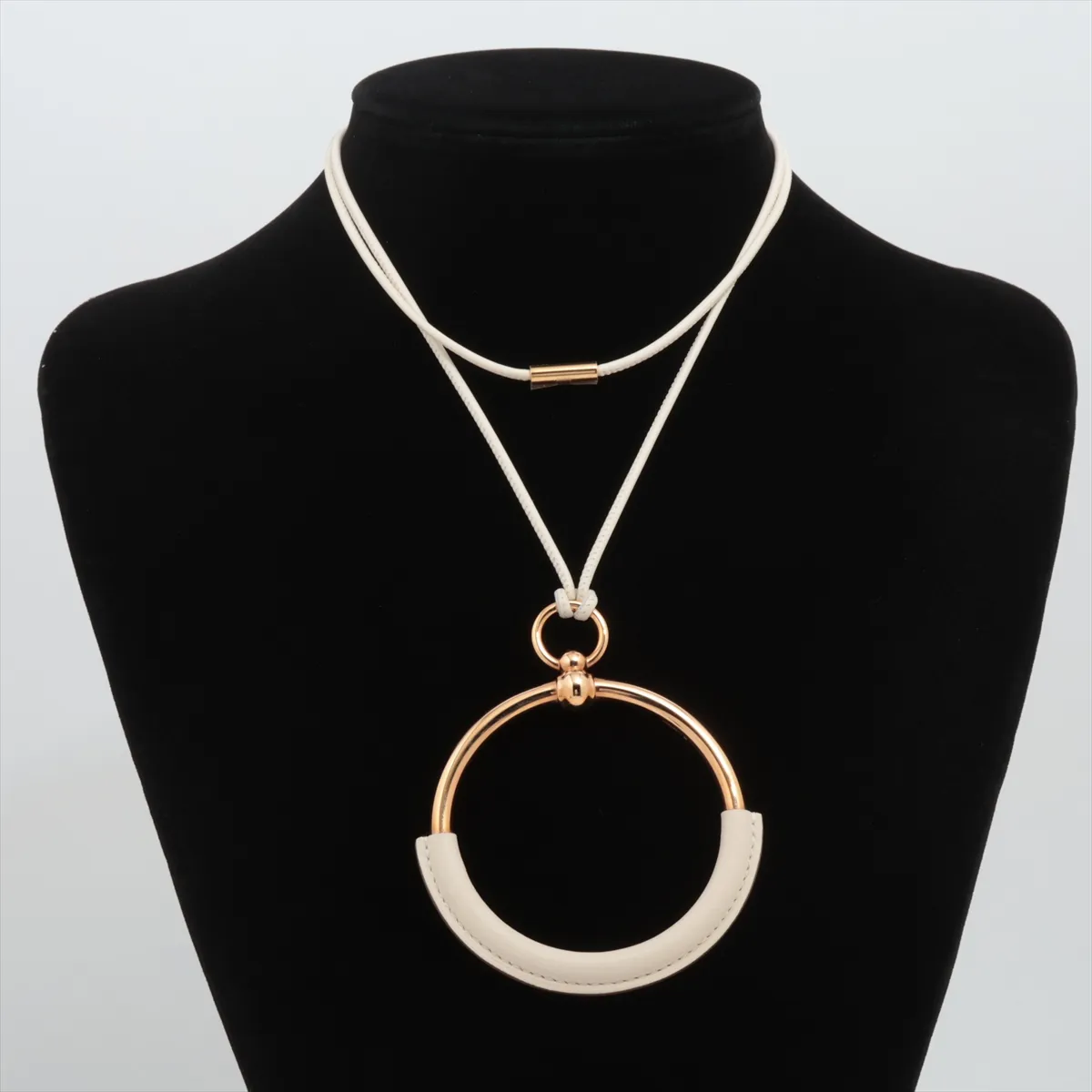 Loop Grand Necklace, GP x Leather, Ivory, — view 4