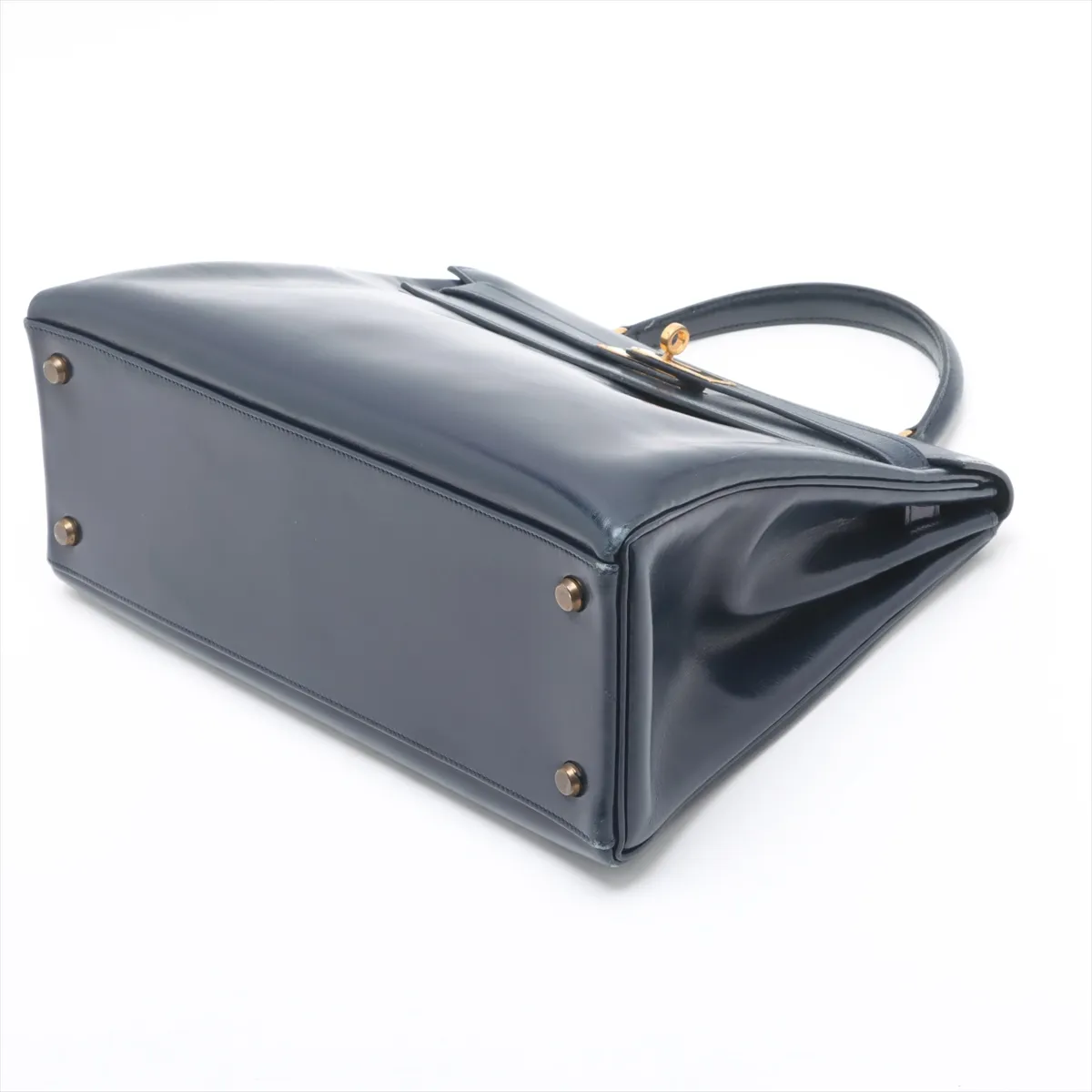 [Individually wrapped] Hermes Kelly 32 Le Tourne Box Calf Navy Gold Hardware J:1980 — view 3