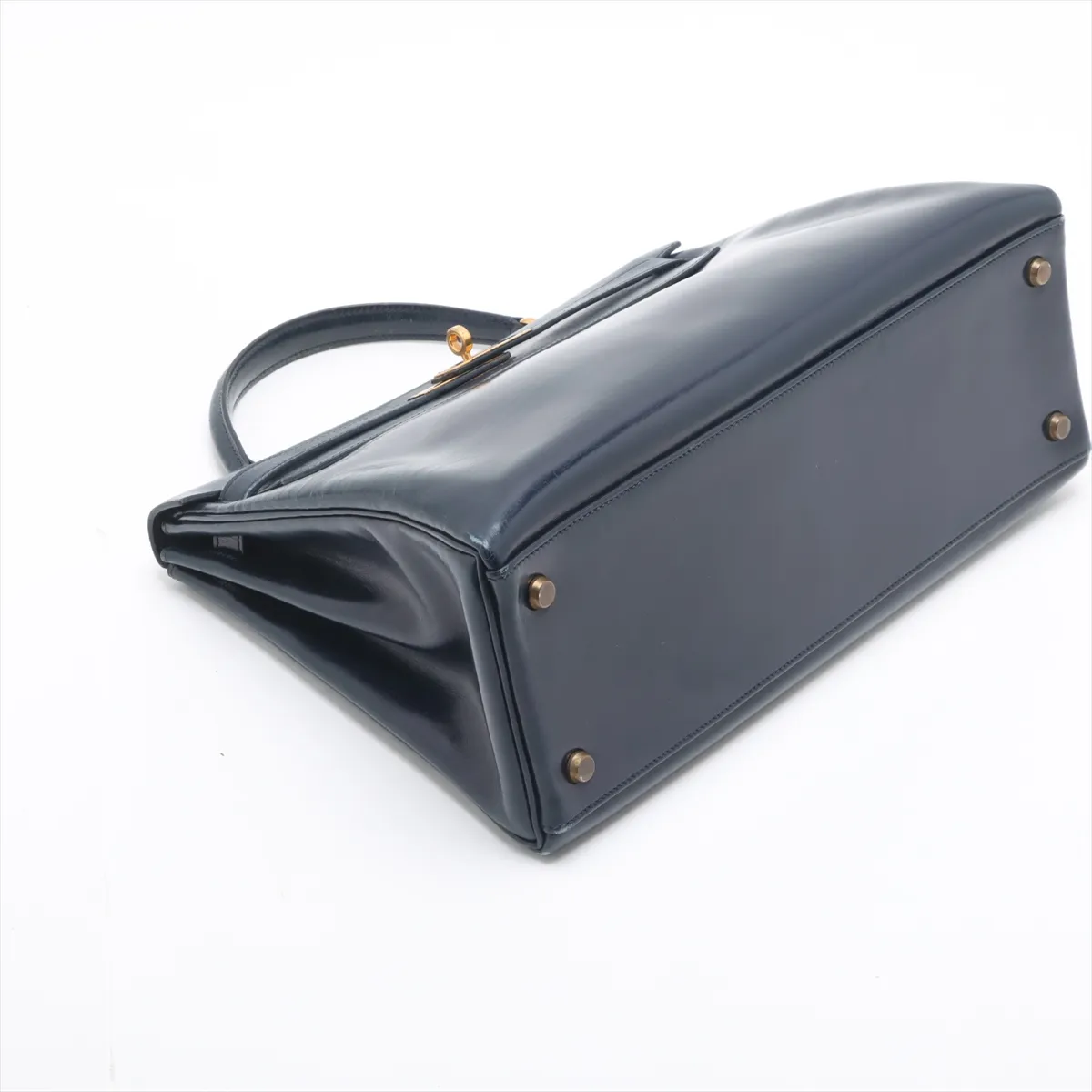 [Individually wrapped] Hermes Kelly 32 Le Tourne Box Calf Navy Gold Hardware J:1980 — view 4