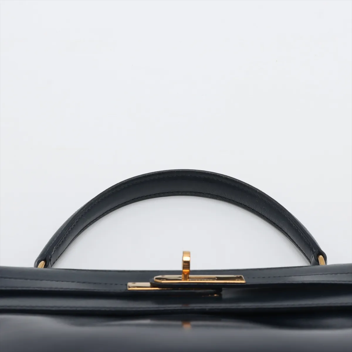 [Individually wrapped] Hermes Kelly 32 Le Tourne Box Calf Navy Gold Hardware J:1980 — view 6