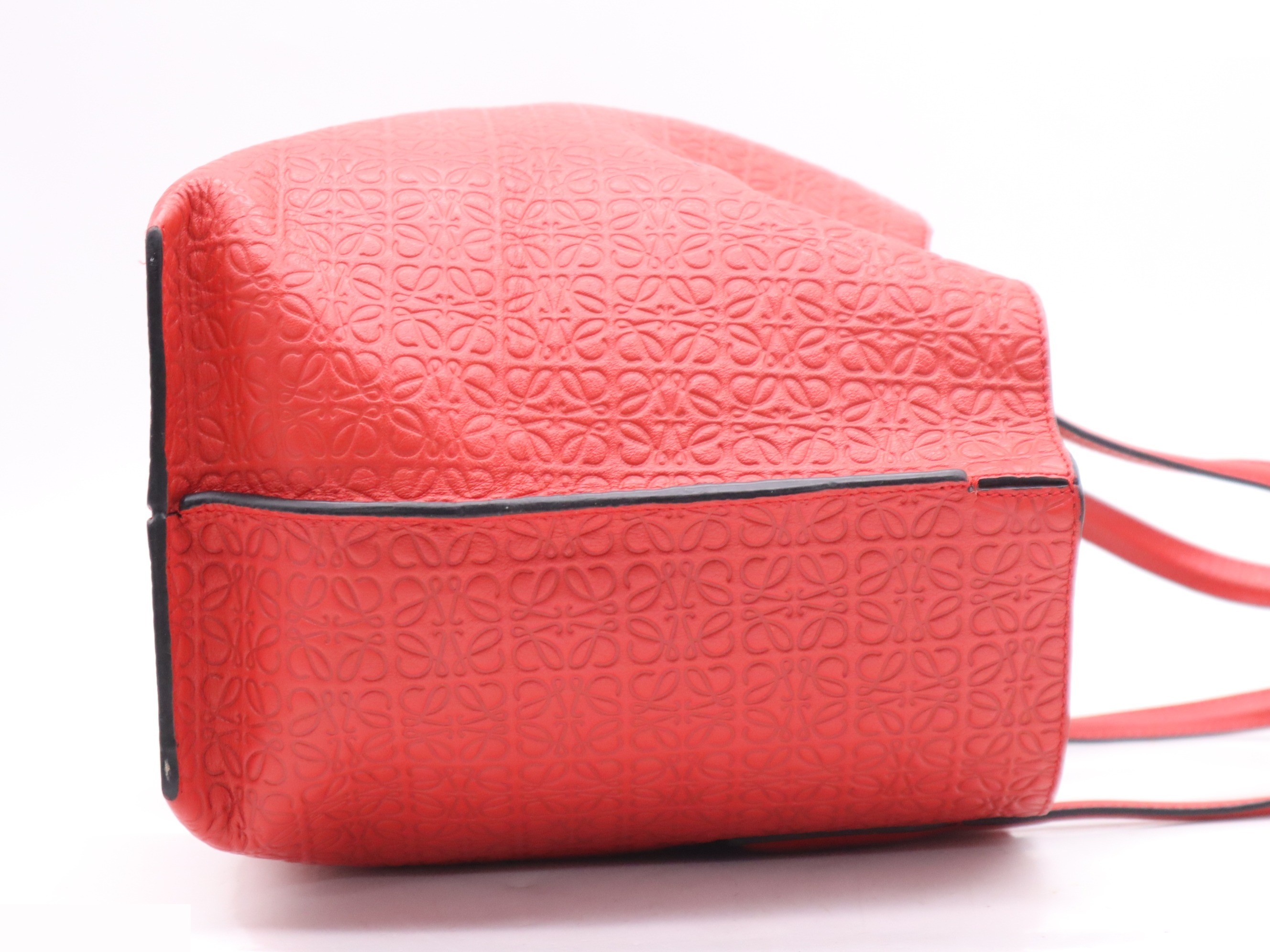 Leather Repeat Anagram Tote Bag, Red — view 5