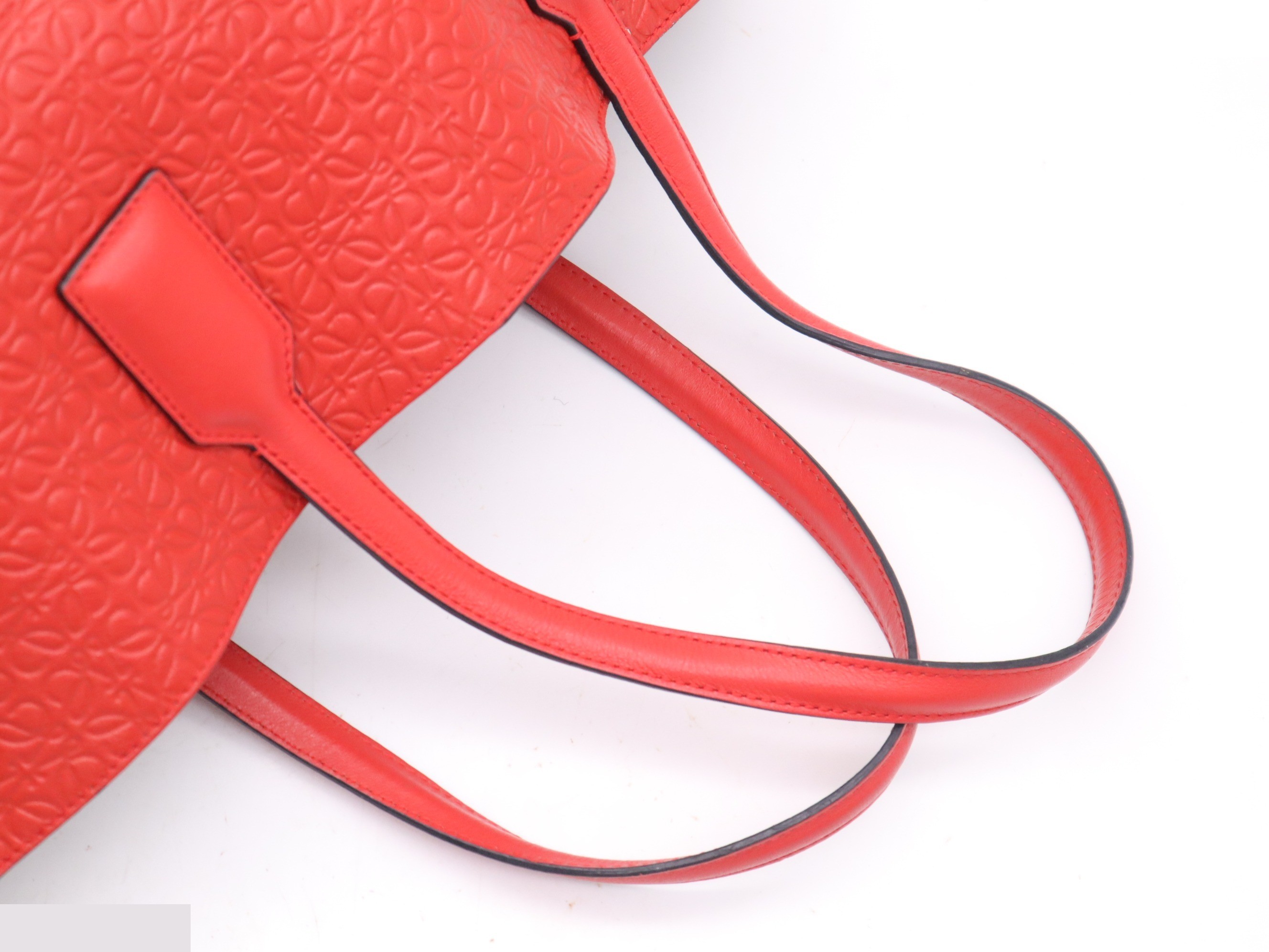 Leather Repeat Anagram Tote Bag, Red — view 6