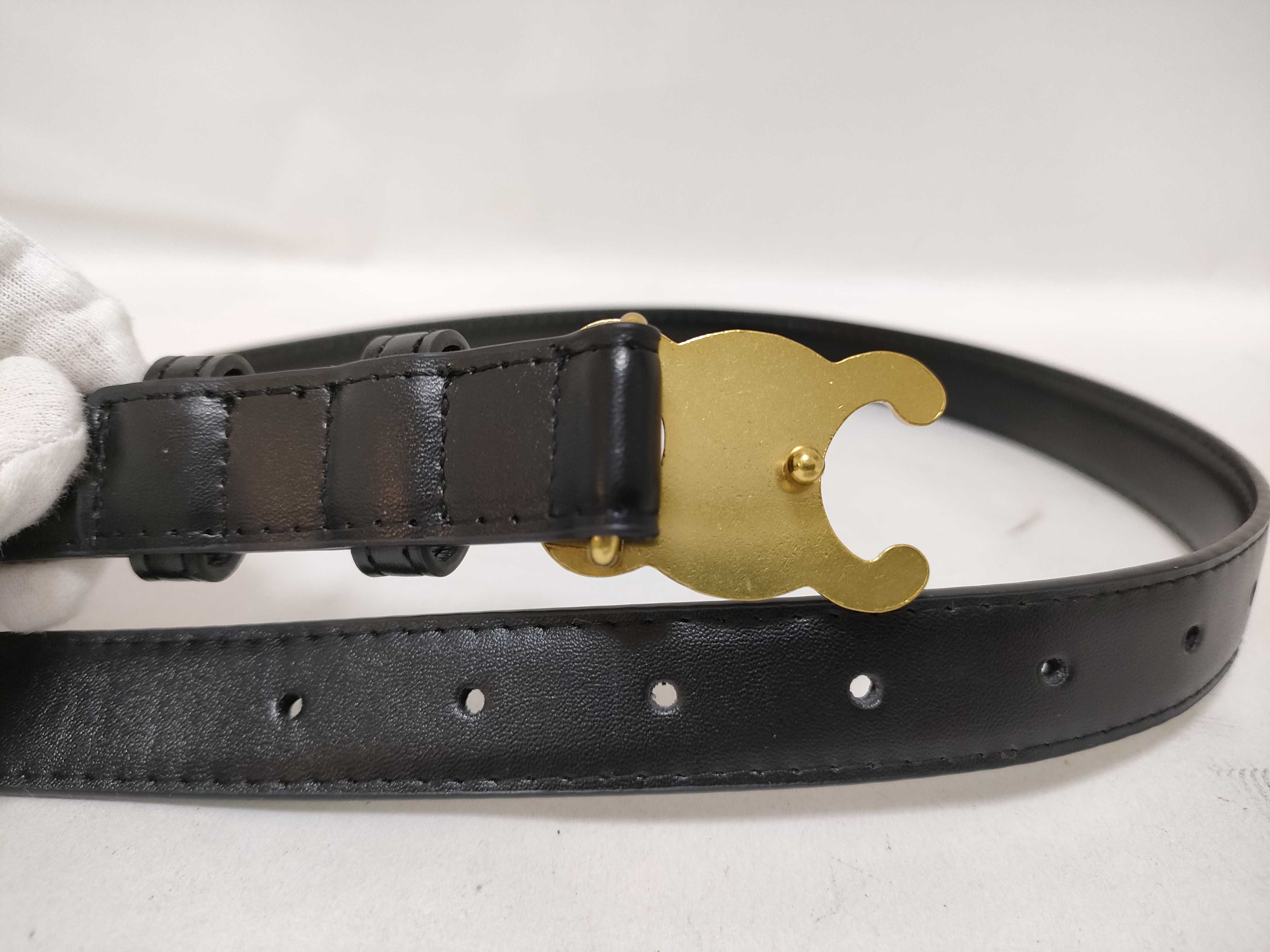 Black Leather Triomphe Belt — view 4
