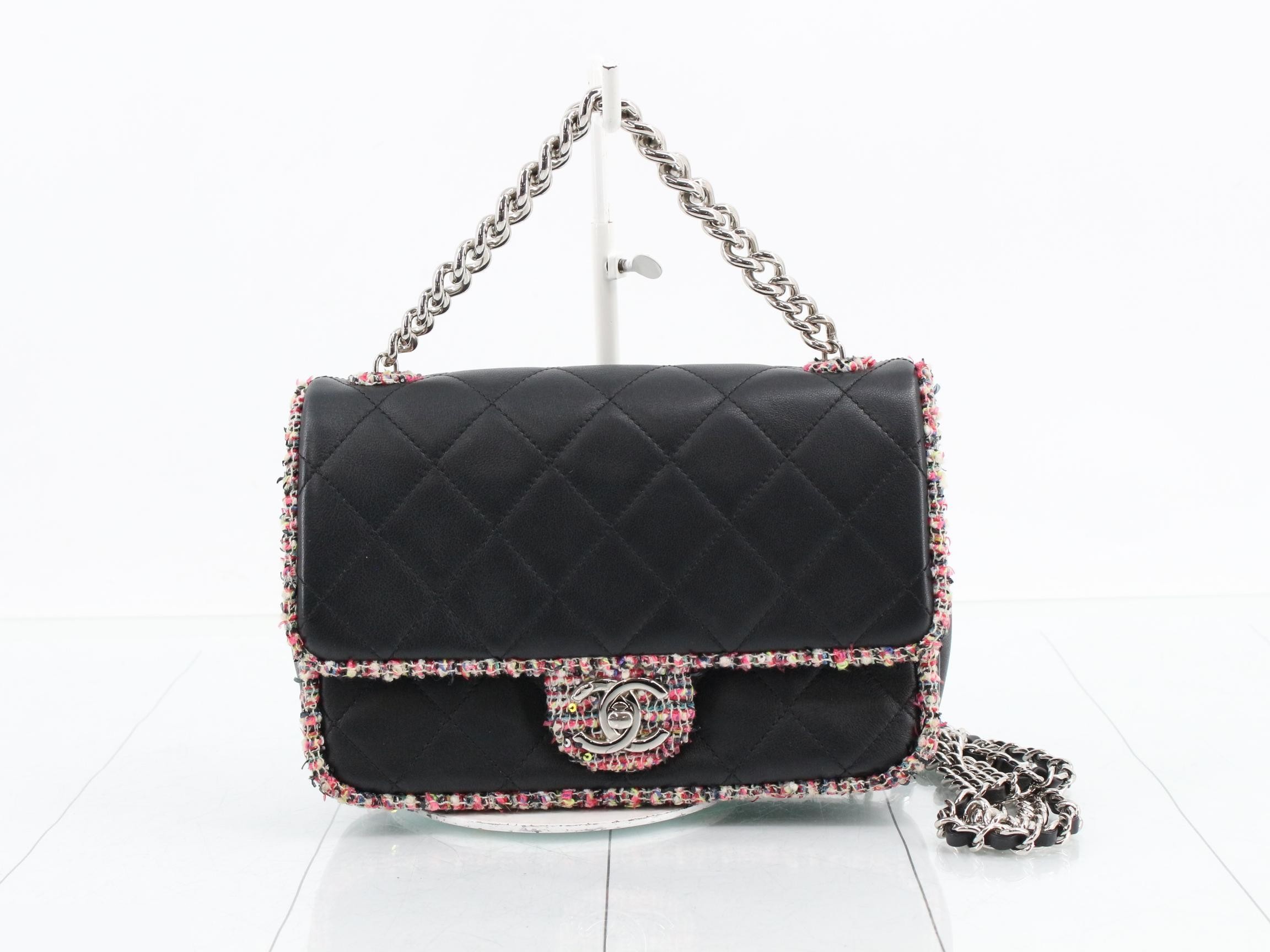 Tweed x Leather Matelassé Shoulder Bag