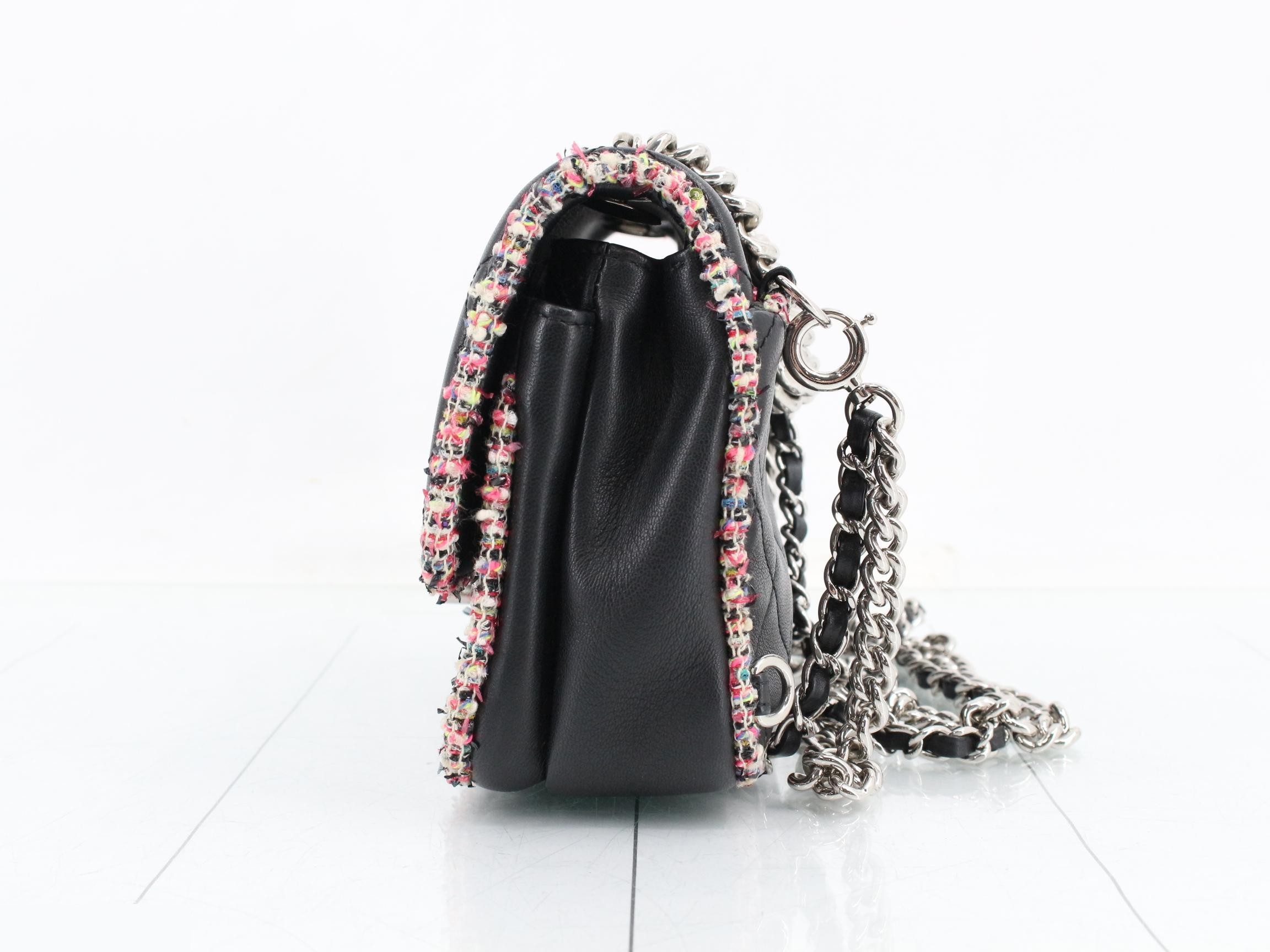 Tweed x Leather Matelassé Shoulder Bag — view 3