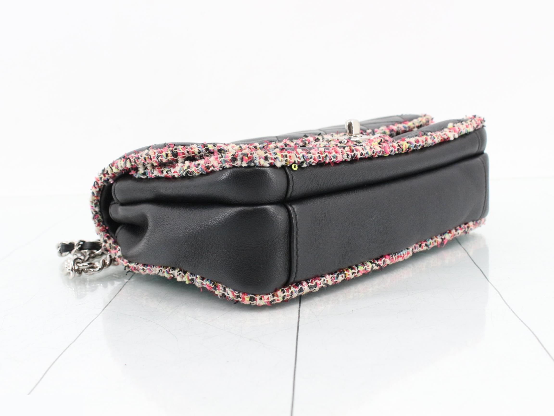 Tweed x Leather Matelassé Shoulder Bag — view 5