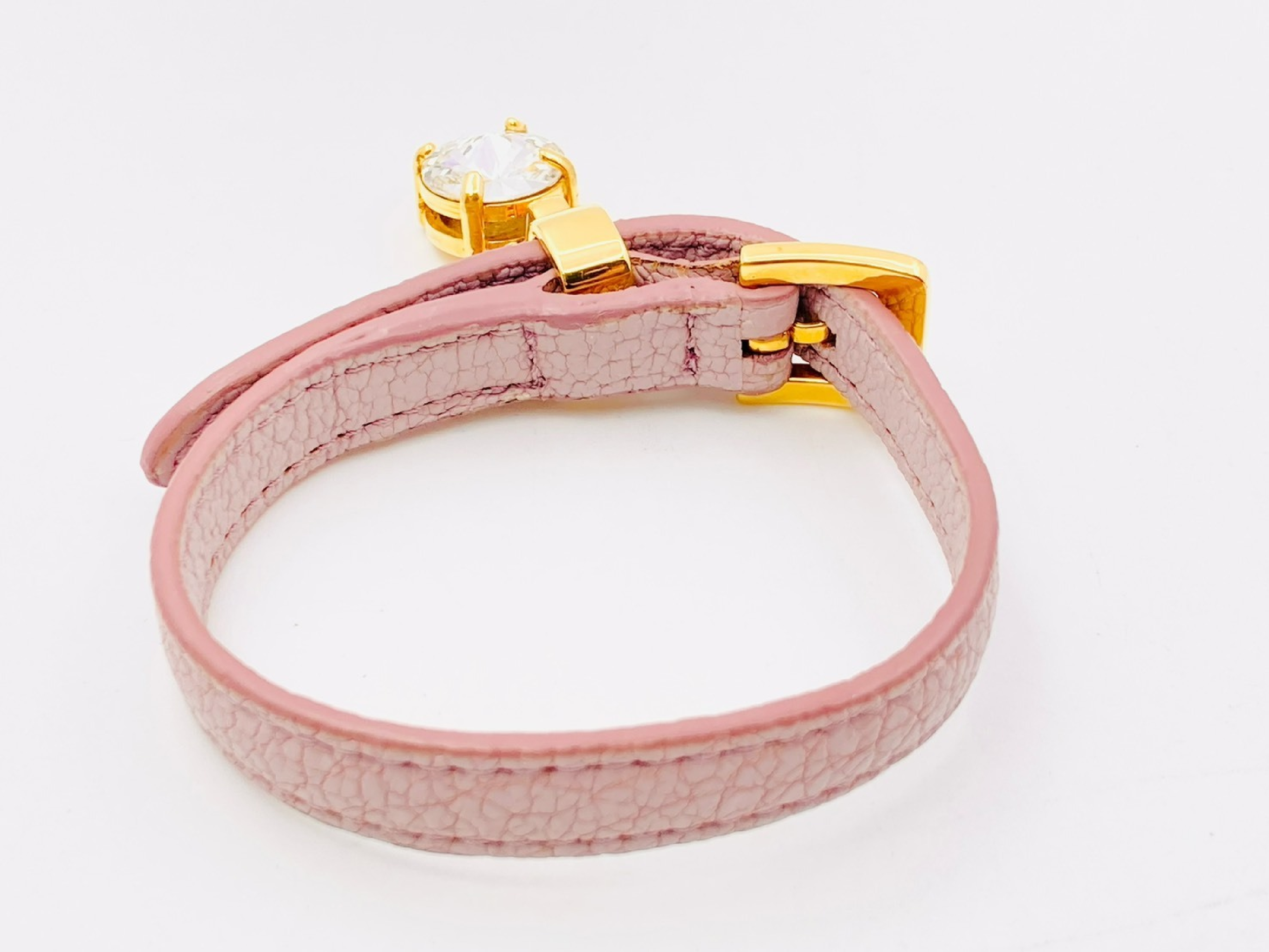 Rhinestone Leather Bracelet, Pink Bracelet/Bangle — view 3