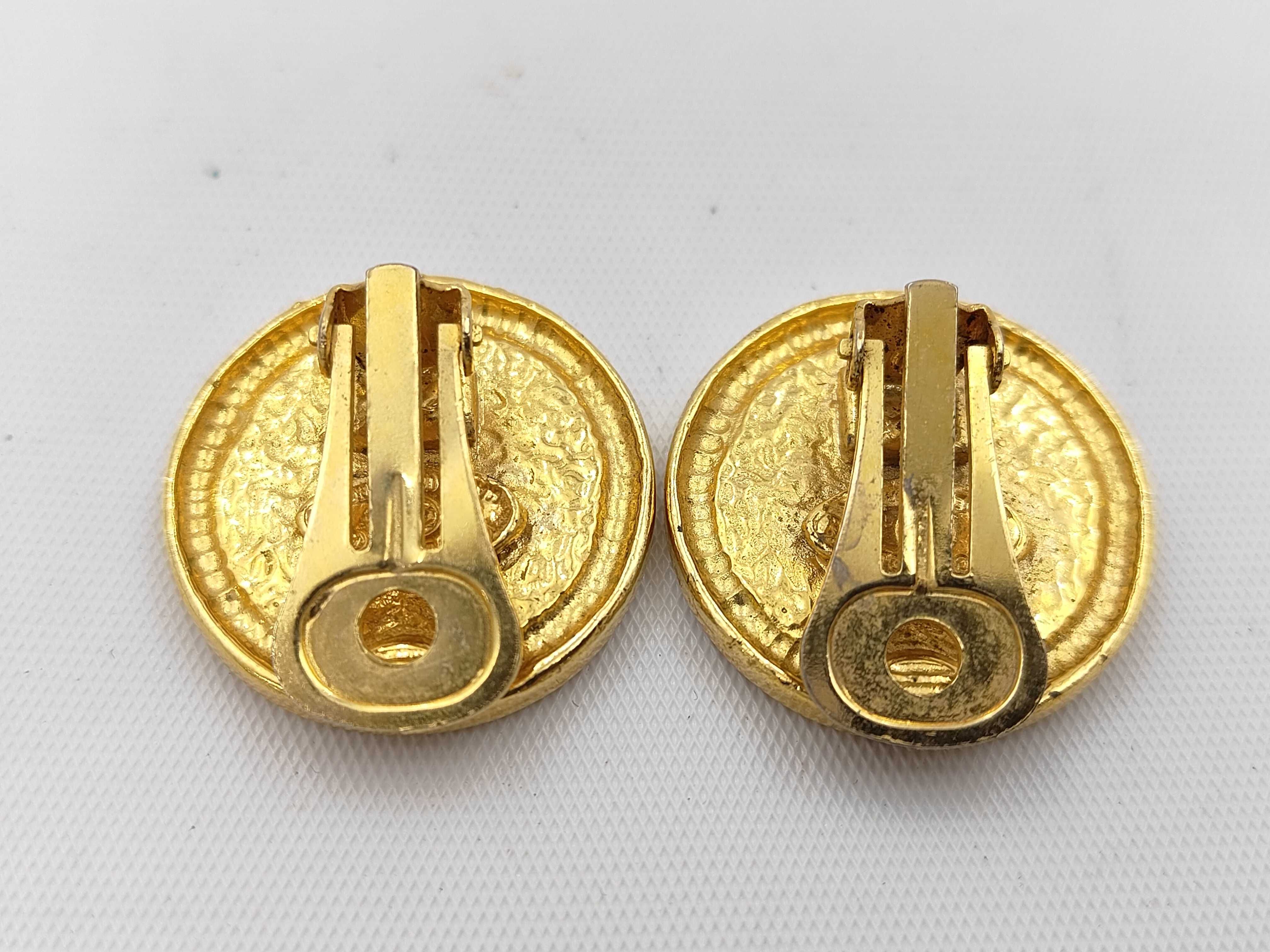 Coco Mark Earrings, Gold Brass Earrings — view 2