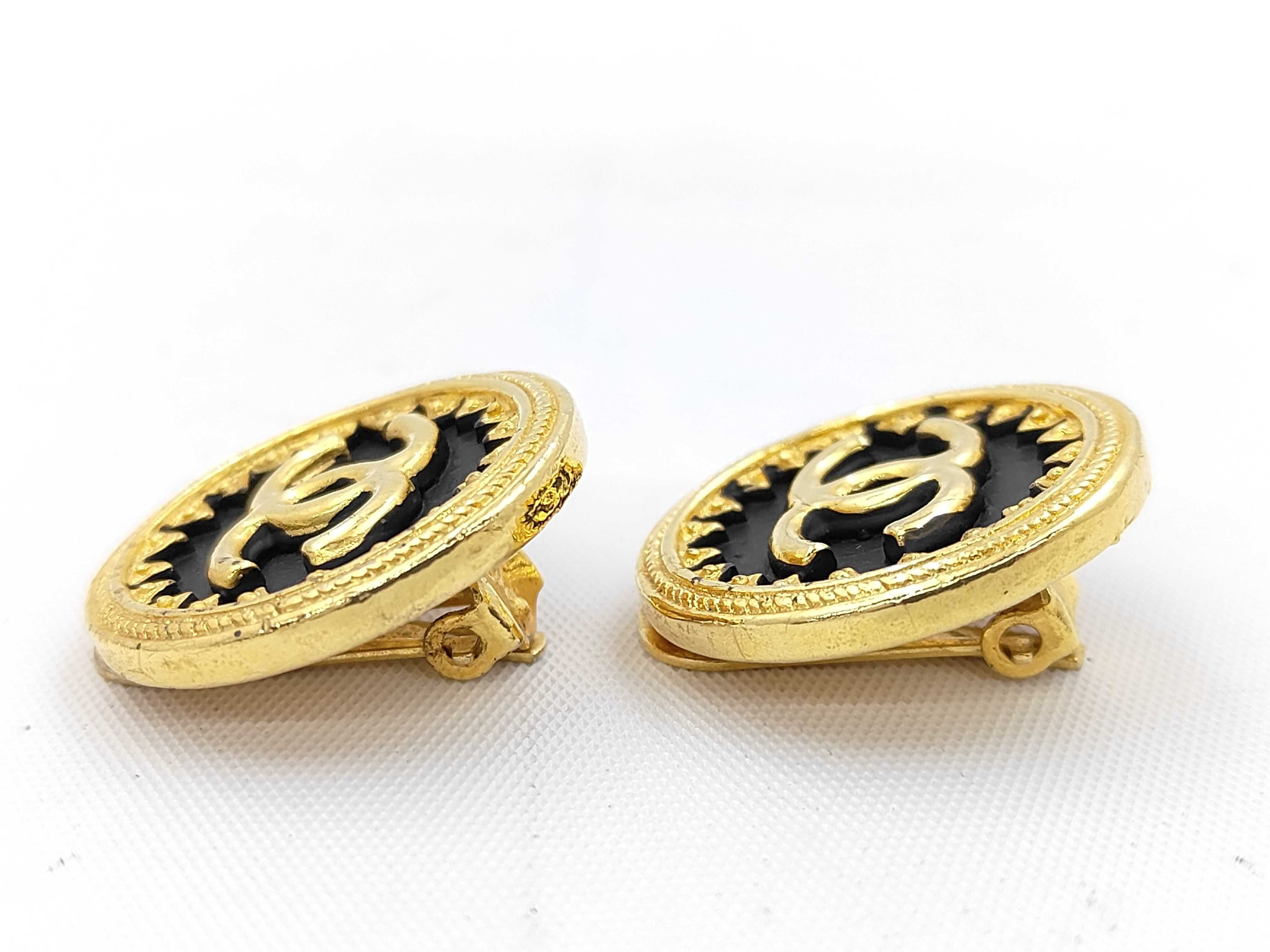 Coco Mark Earrings, Gold Brass Earrings — view 3