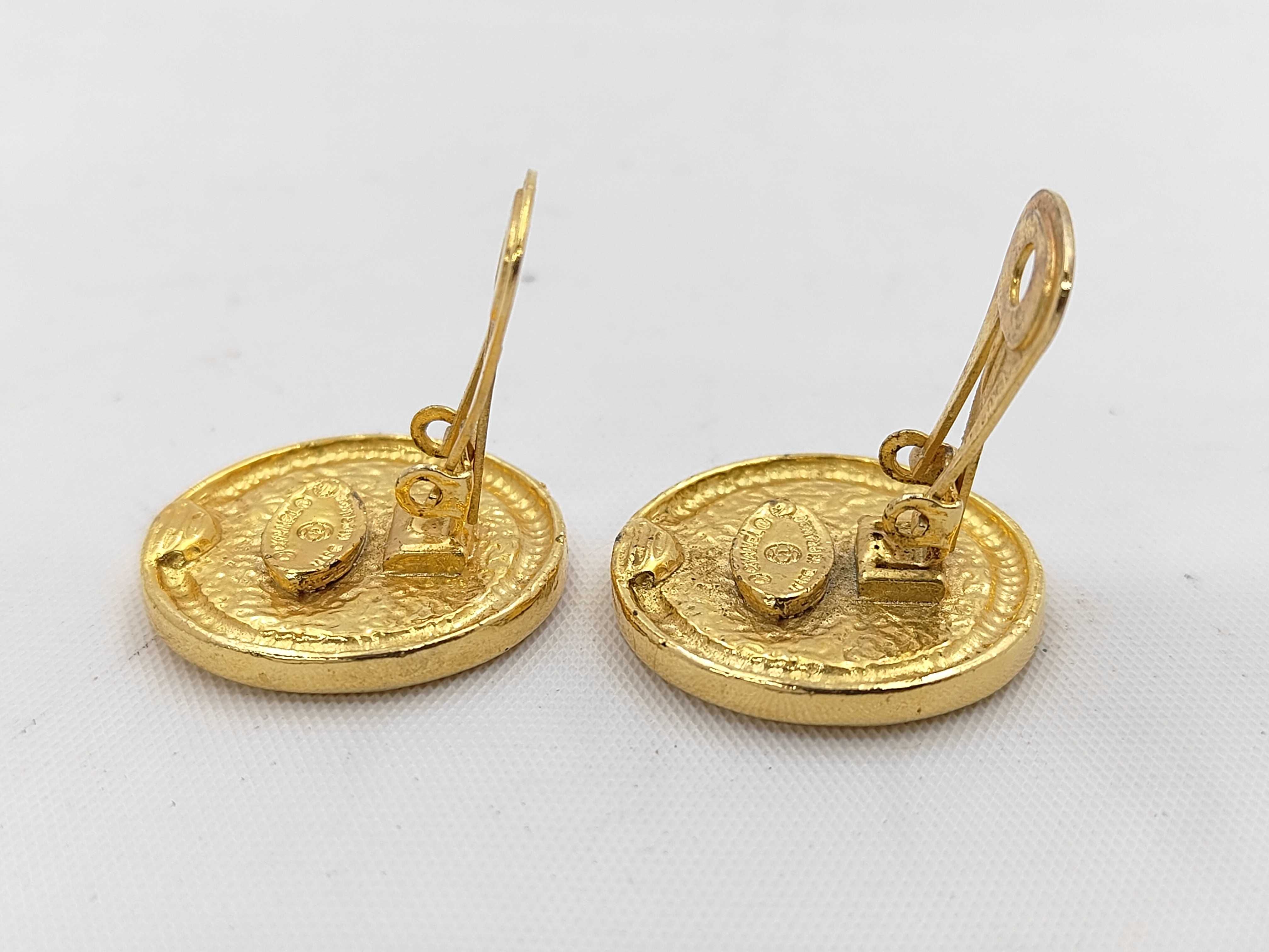Coco Mark Earrings, Gold Brass Earrings — view 4