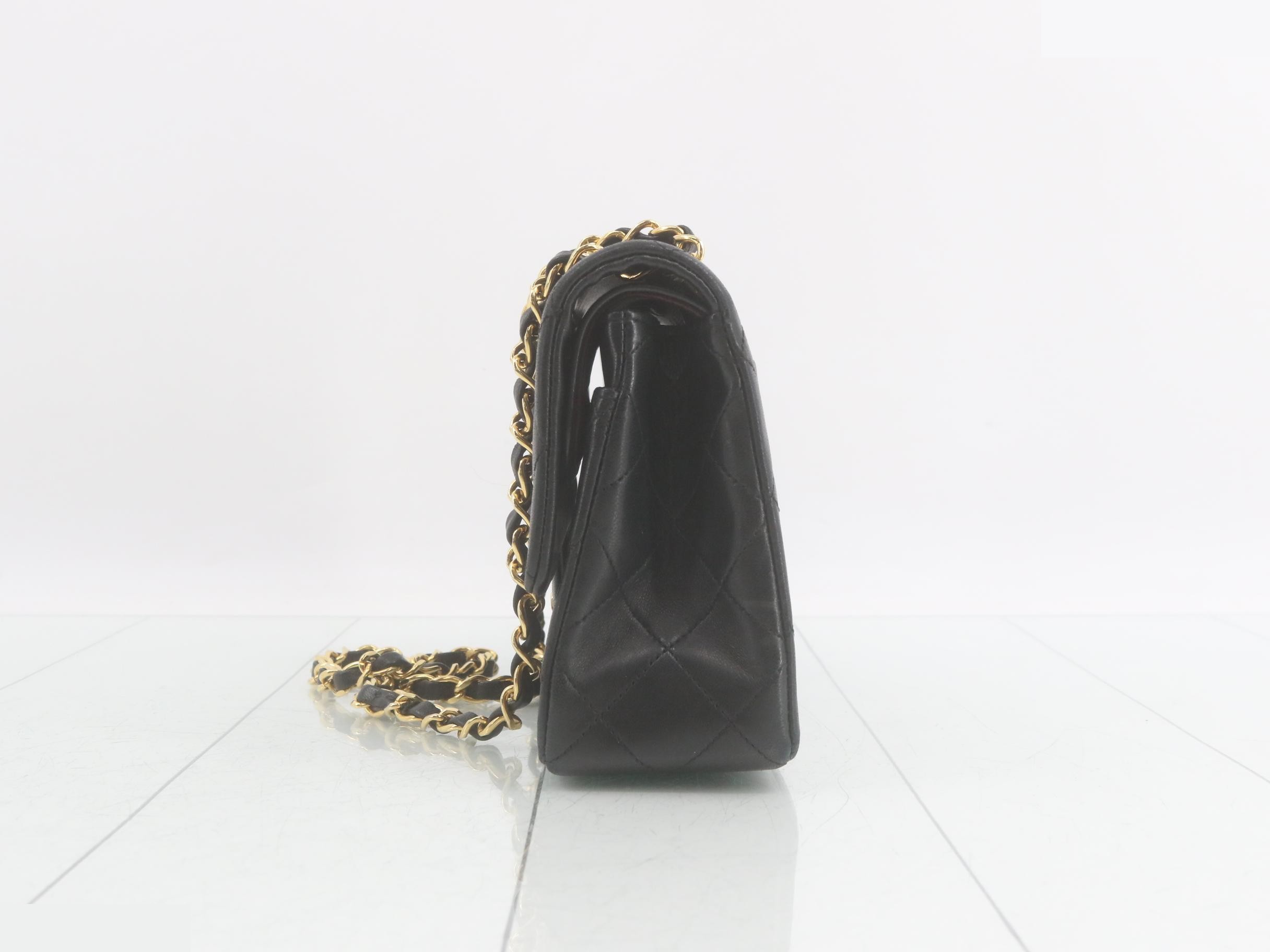 Matelassé 23 Double Chain Shoulder Bag, Double Flap, Lambskin, Black, Series 1, W23 — view 3