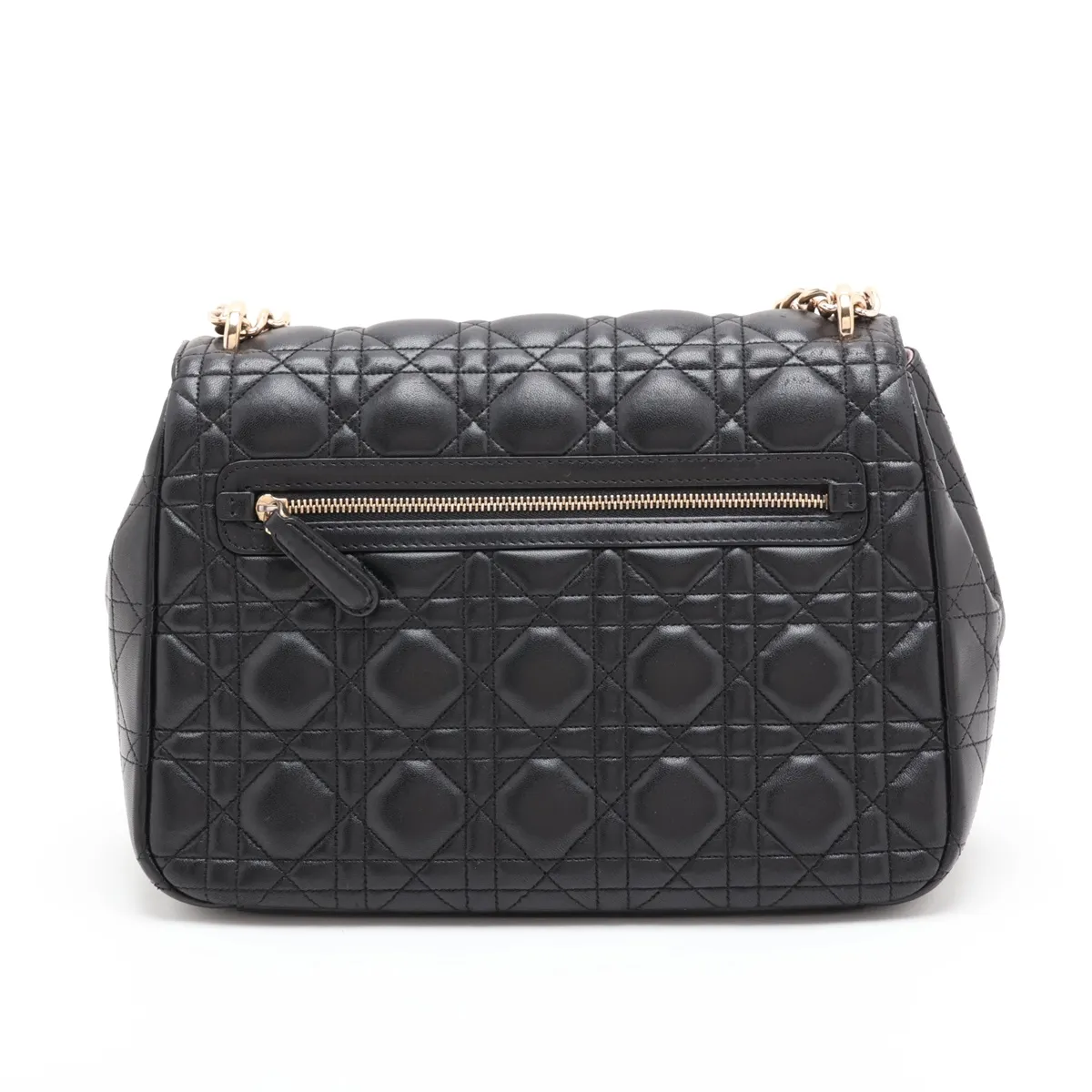 Cannage Leather Shoulder Bag, Black — view 2