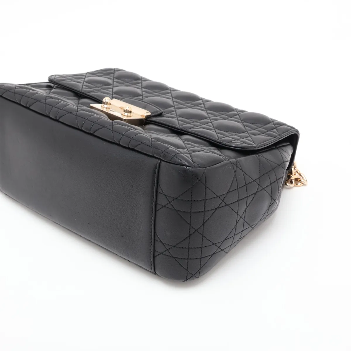 Cannage Leather Shoulder Bag, Black — view 3