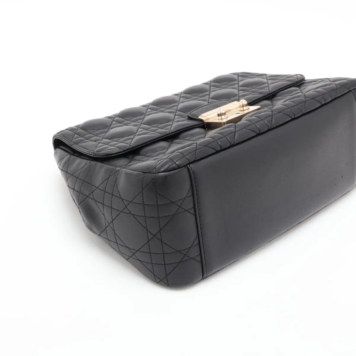 Cannage Leather Shoulder Bag, Black — view 4