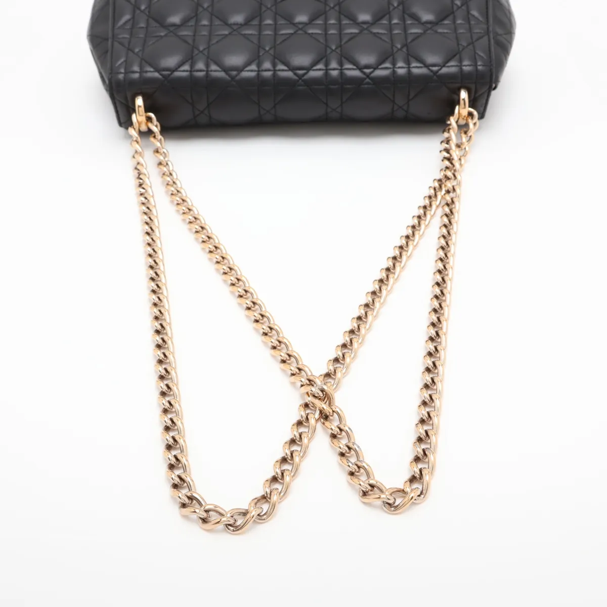 Cannage Leather Shoulder Bag, Black — view 5